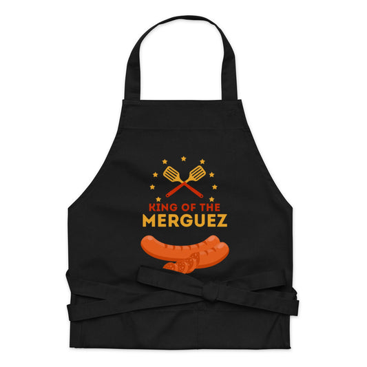 Tablier Homme 100 % Coton Bio – "King of the Merguez"  - Cadeau BBQ Original - coton biologique, Accessoire cuisine