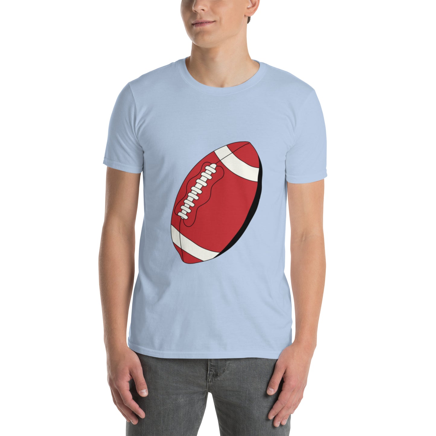 T-shirt pour homme à col rond, manches courtes – 100% coton, motif imprimé – Ballon Américain