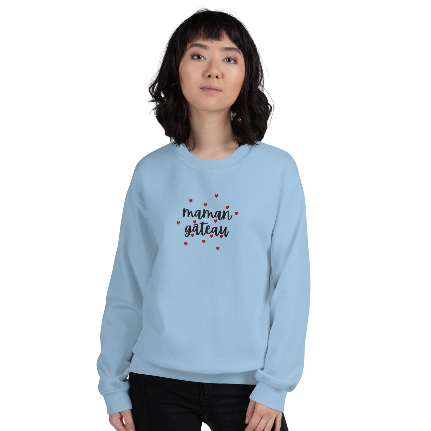 Sweat à col rond pour femme – mélange coton/polyester –  motif brodé "Maman Gâteau"