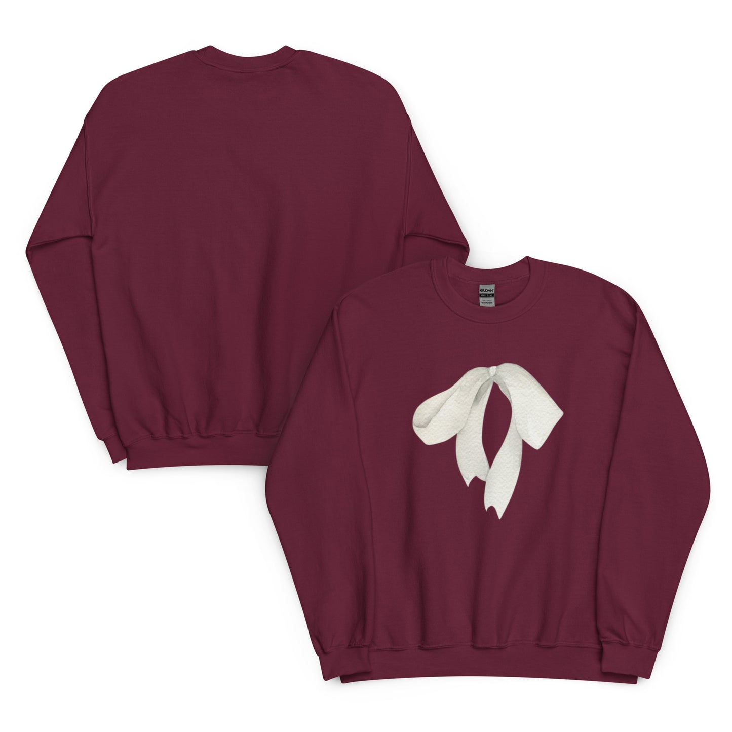 Sweat à col rond pour femme – mélange coton/polyester – motif imprimé "Petit Noeud" Minimaliste