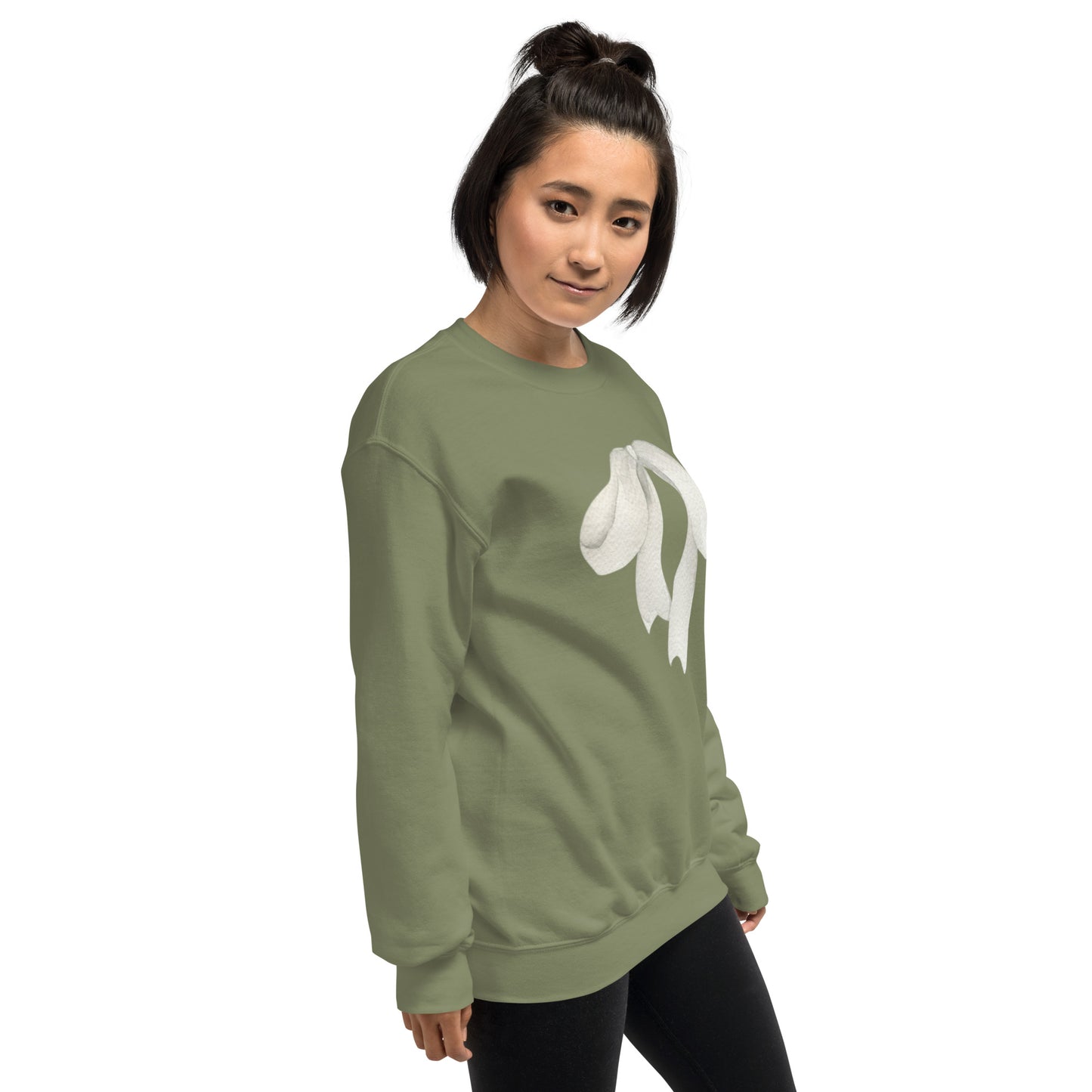 Sweat à col rond pour femme – mélange coton/polyester – motif imprimé "Petit Noeud" Minimaliste