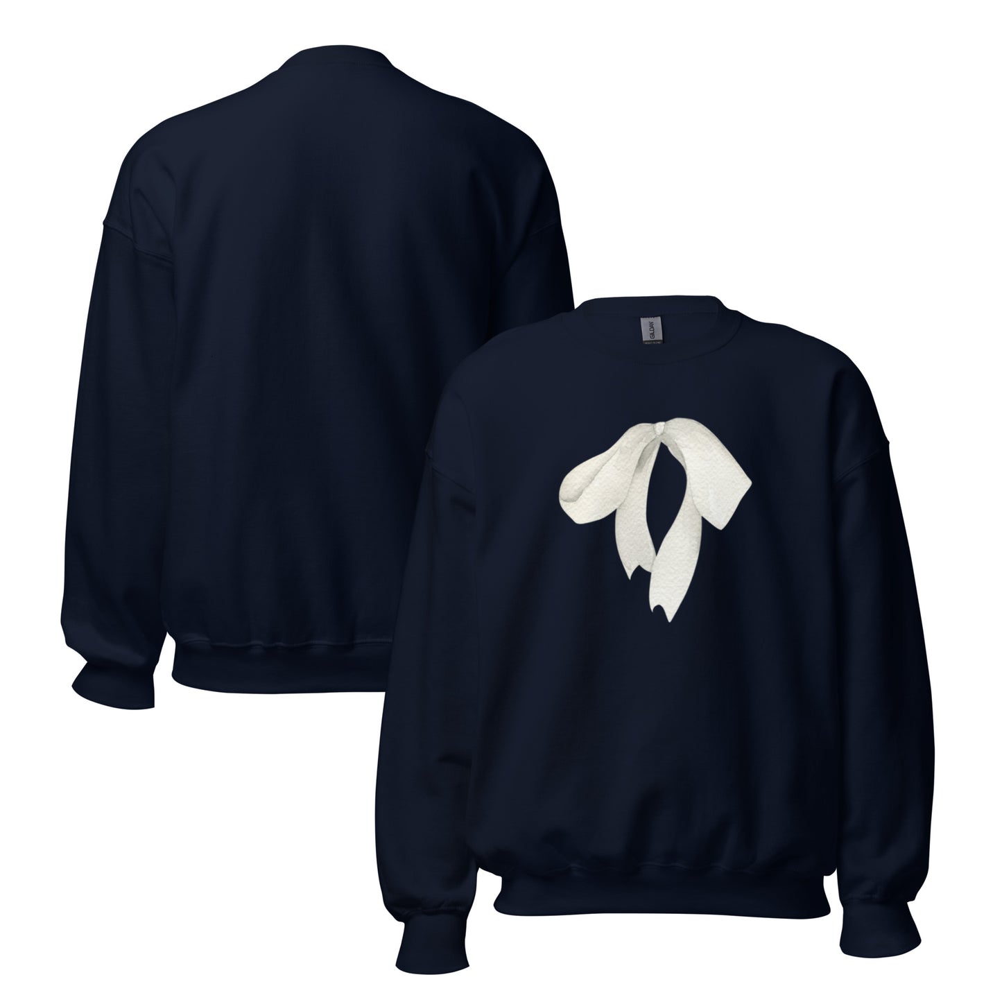 Sweat à col rond pour femme – mélange coton/polyester – motif imprimé "Petit Noeud" Minimaliste