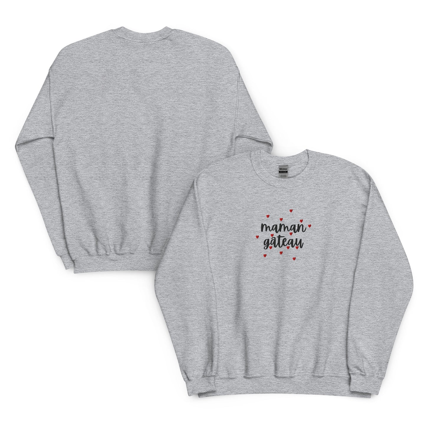 Sweat à col rond pour femme – mélange coton/polyester –  motif brodé "Maman Gâteau"