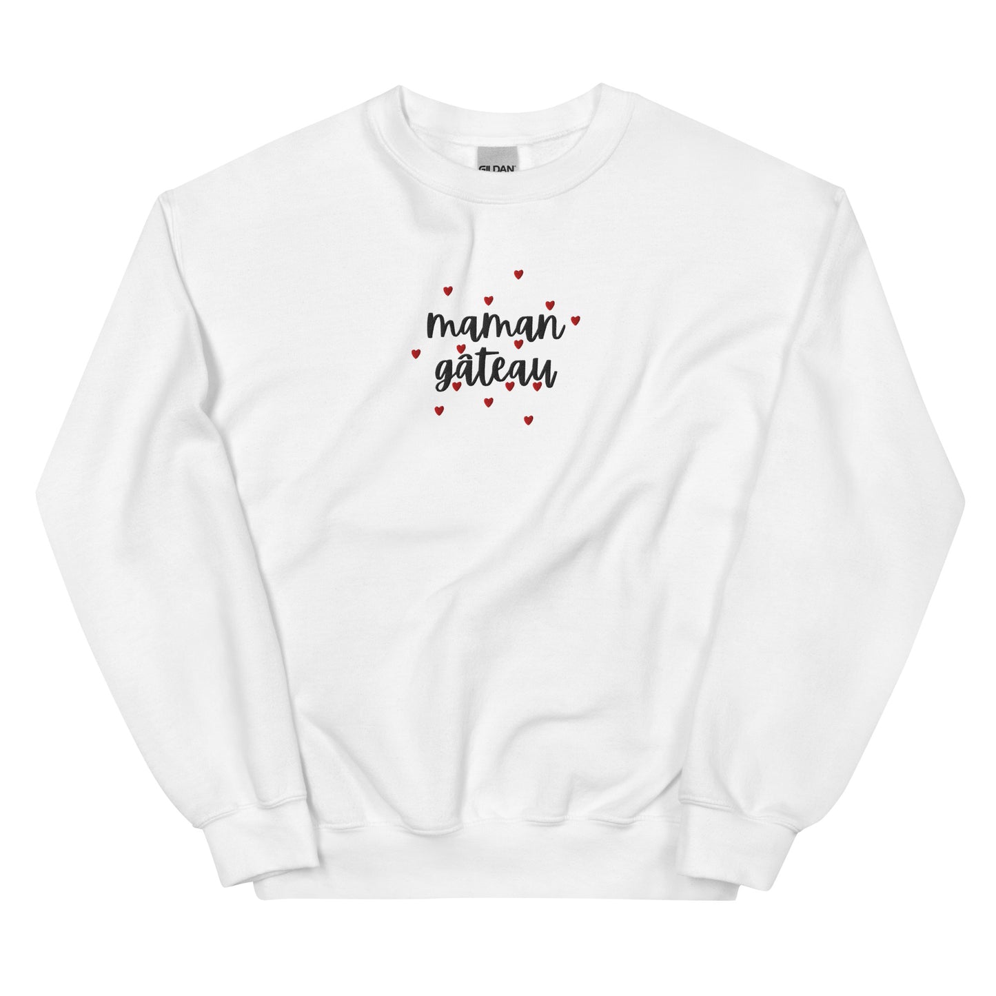 Sweat à col rond pour femme – mélange coton/polyester –  motif brodé "Maman Gâteau"