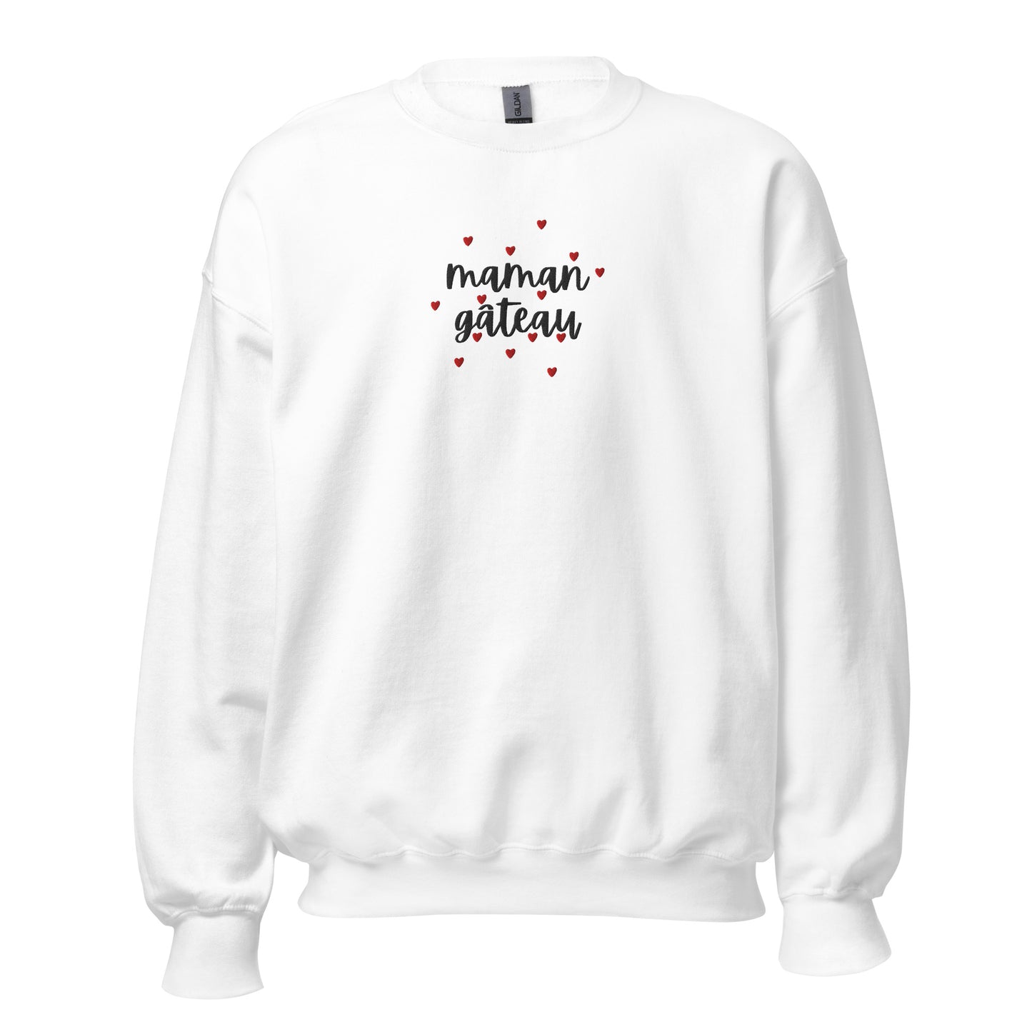 Sweat à col rond pour femme – mélange coton/polyester –  motif brodé "Maman Gâteau"