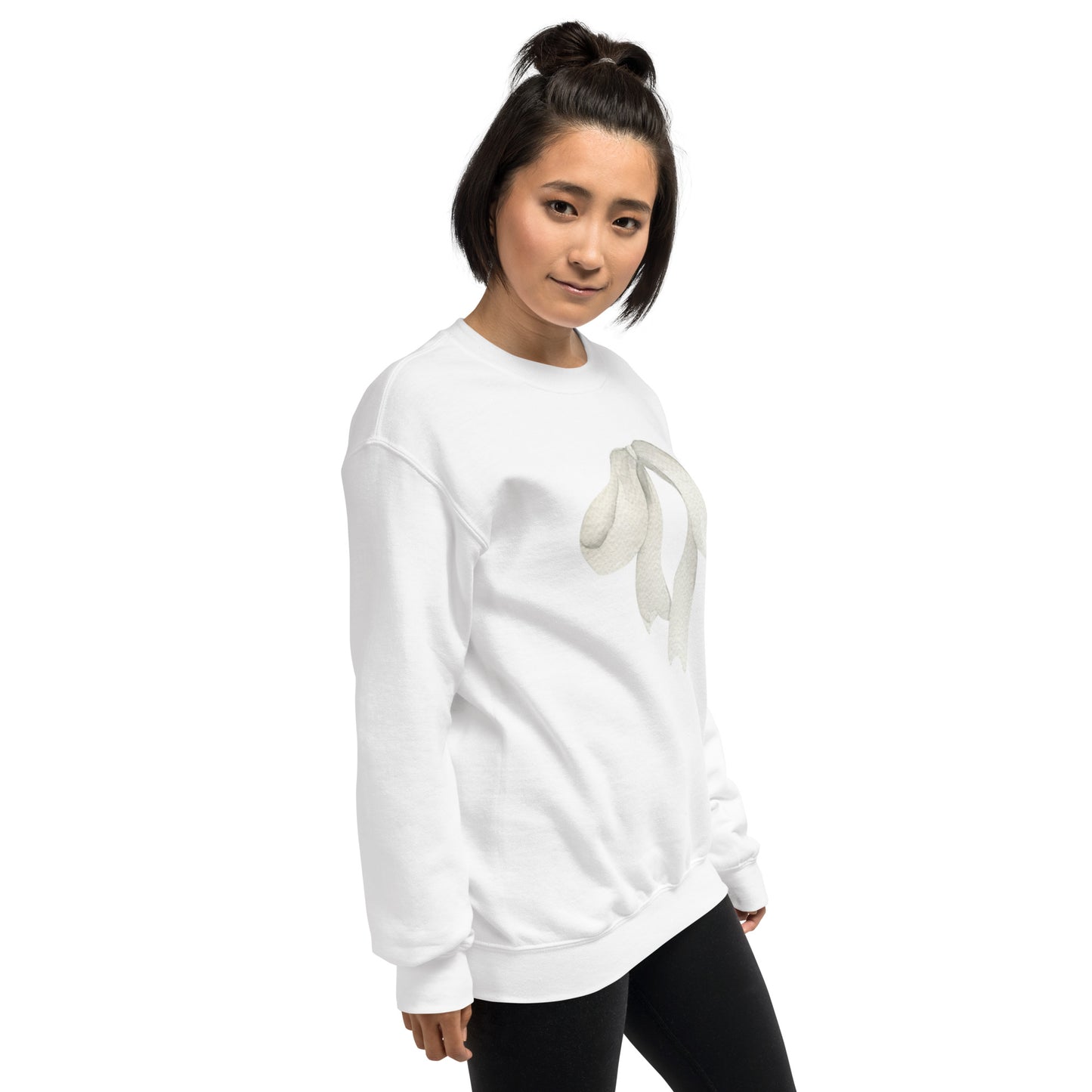 Sweat à col rond pour femme – mélange coton/polyester – motif imprimé "Petit Noeud" Minimaliste
