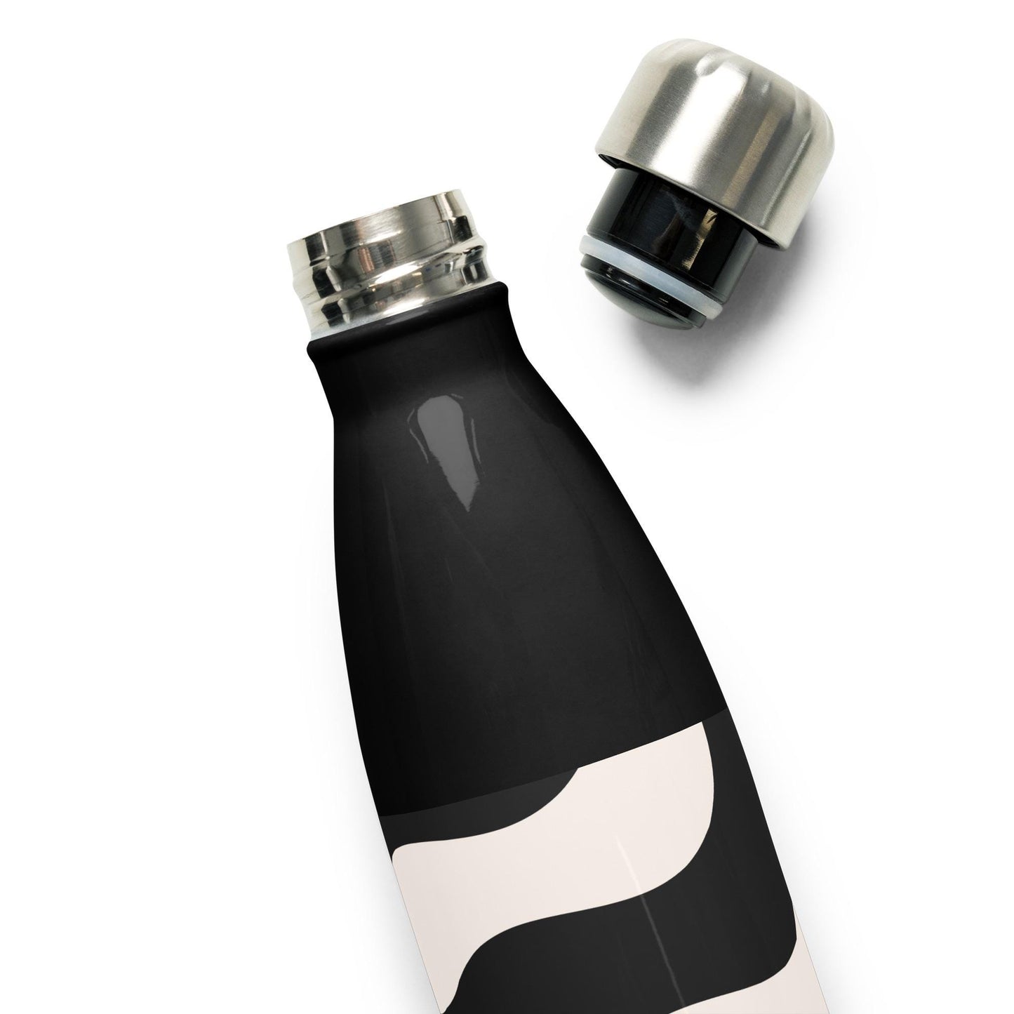 Bouteille en Inox Noir - Gourde Étanche Isotherme en Acier Inoxydable – Design Graphique - Durable – Bureau, Sport, Camping Randonnée cadeau