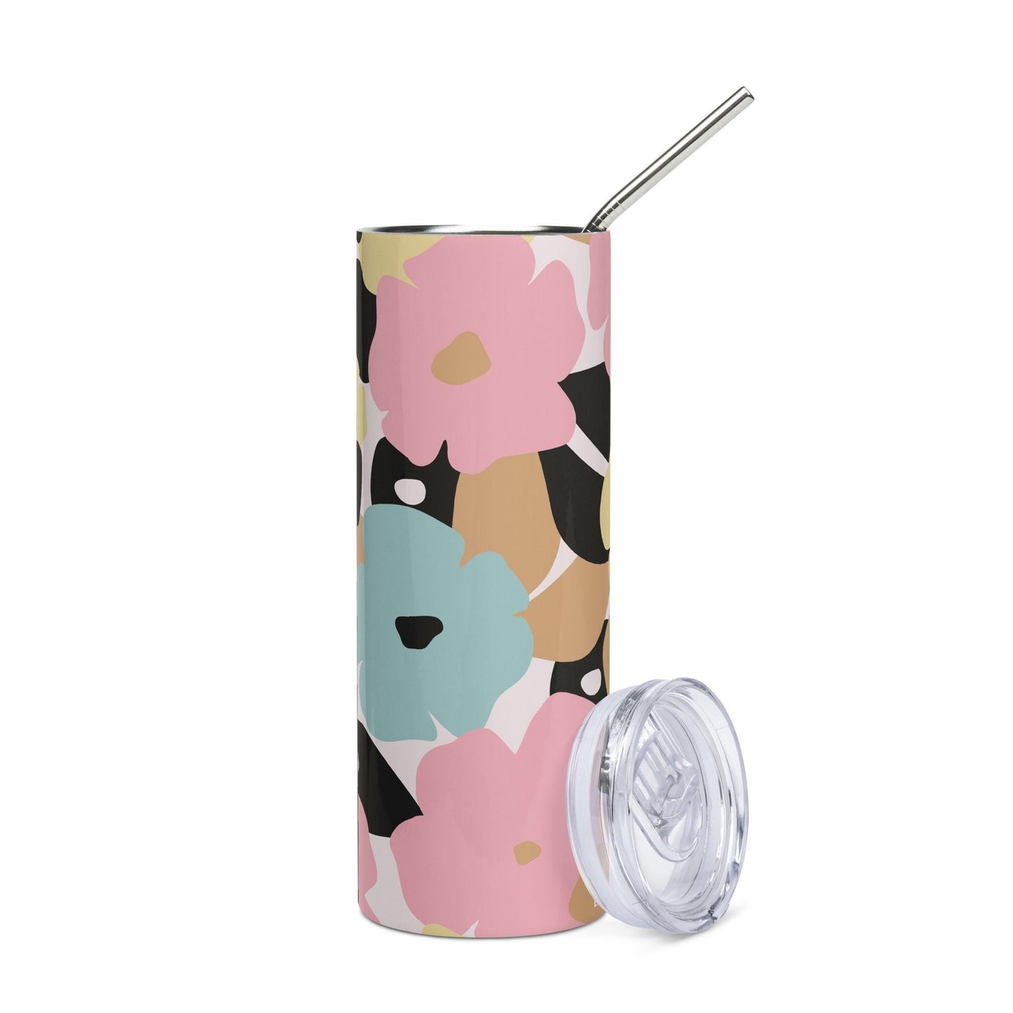 Mug isotherme inox - Design Florale - Gobelet en Acier Inoxydable – Mug de Voyage Durable, Étanche, Élégant - Boissons Chaudes et Froides