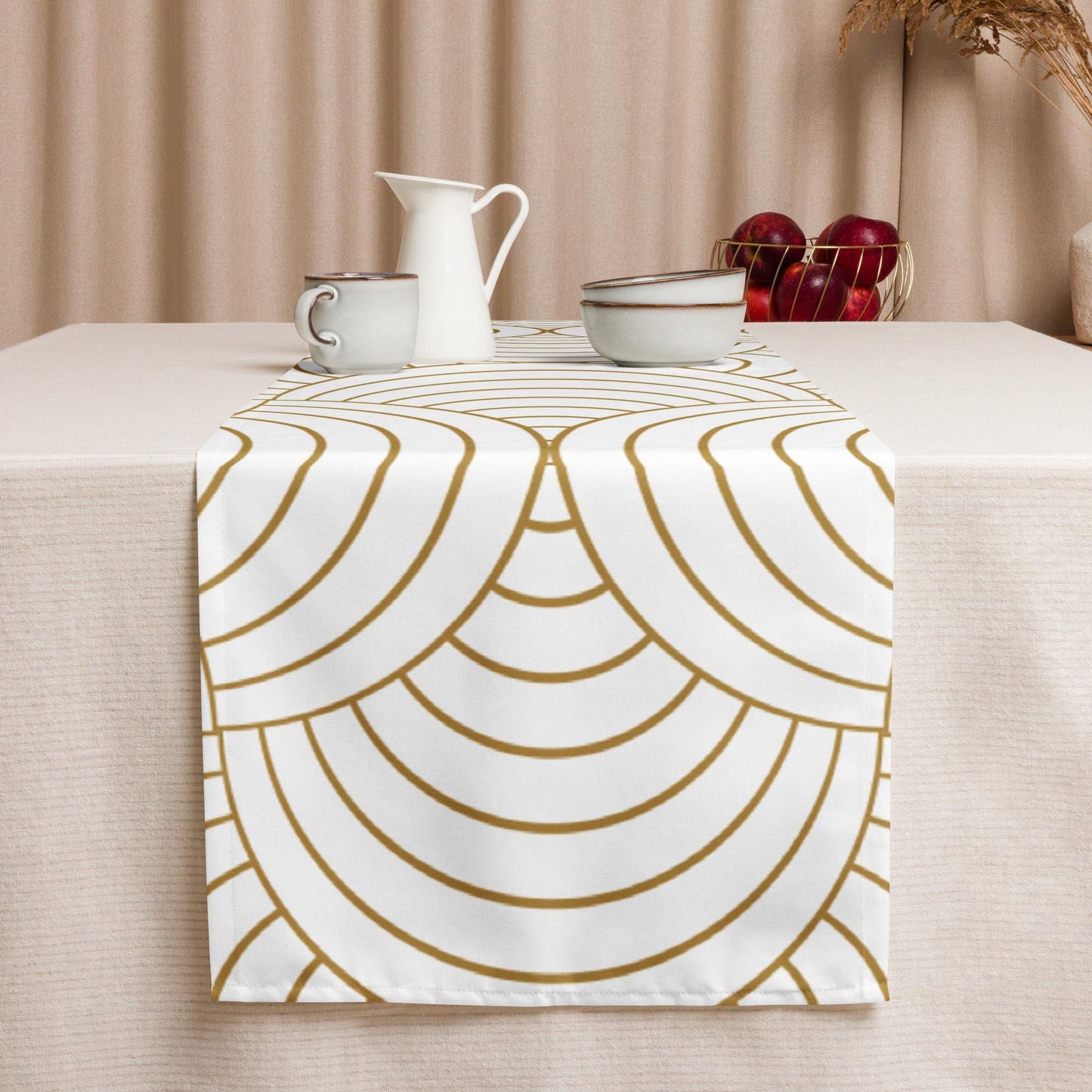 Chemin de table imprimé déco moderne - tissu résistant lavable - accessoire élégant pour table salle à manger ou buffet - décoration maison