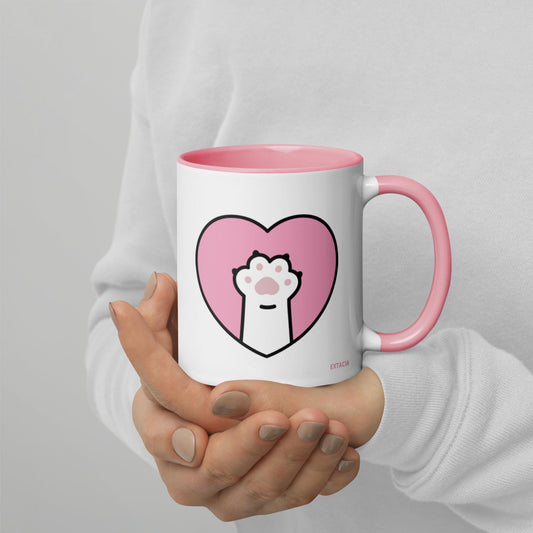 Mug à Intérieur Coloré – Tasse en Céramique Élégante - Design Patte de Chat - pour Café Thé Chocolat - cuisine, cadeau, anniversaire, bureau