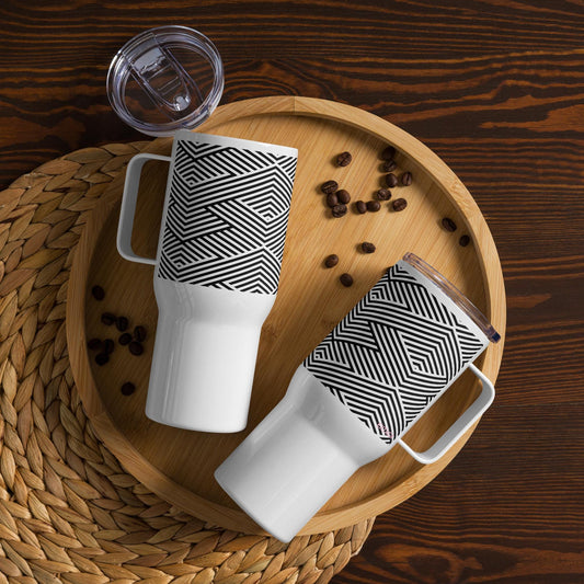 Mug Isotherme Inox - Mug de Voyage Isotherme en Acier Inoxydable avec Anse Design Artistique Féminins Calligraphie - THERMOS gobelet Étanche