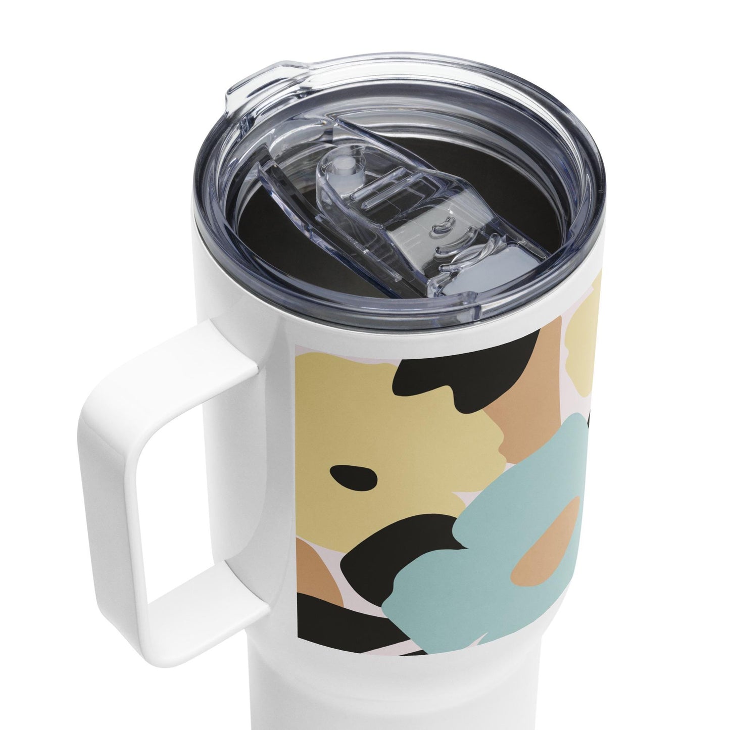 Mug Isotherme Inox - Mug de Voyage Isotherme en Acier Inoxydable avec Anse – Design Florale - THERMOS, gobelet - Durable, Léger, Étanche