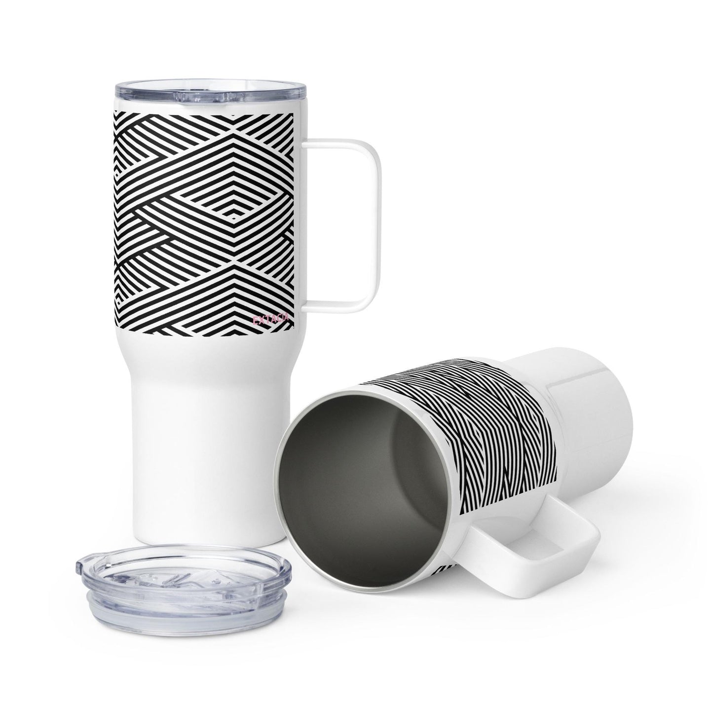 Mug Isotherme Inox - Mug de Voyage Isotherme en Acier Inoxydable avec Anse Design Artistique Féminins Calligraphie - THERMOS gobelet Étanche