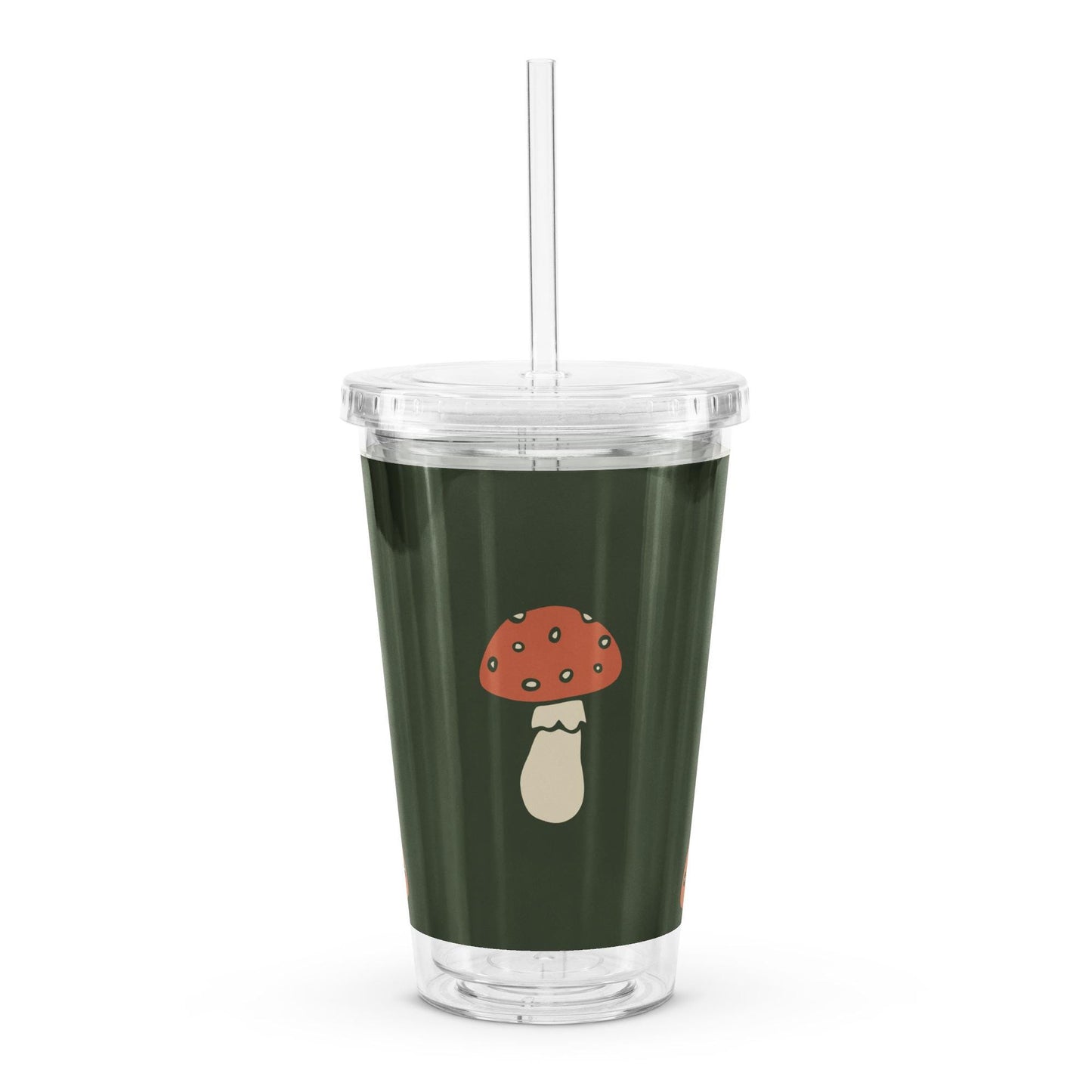 Gobelet en plastique transparent – Réutilisable, sans BPA -  590 ml (16 oz) – Cadeau personnalisé original - Design Minimaliste Champignon