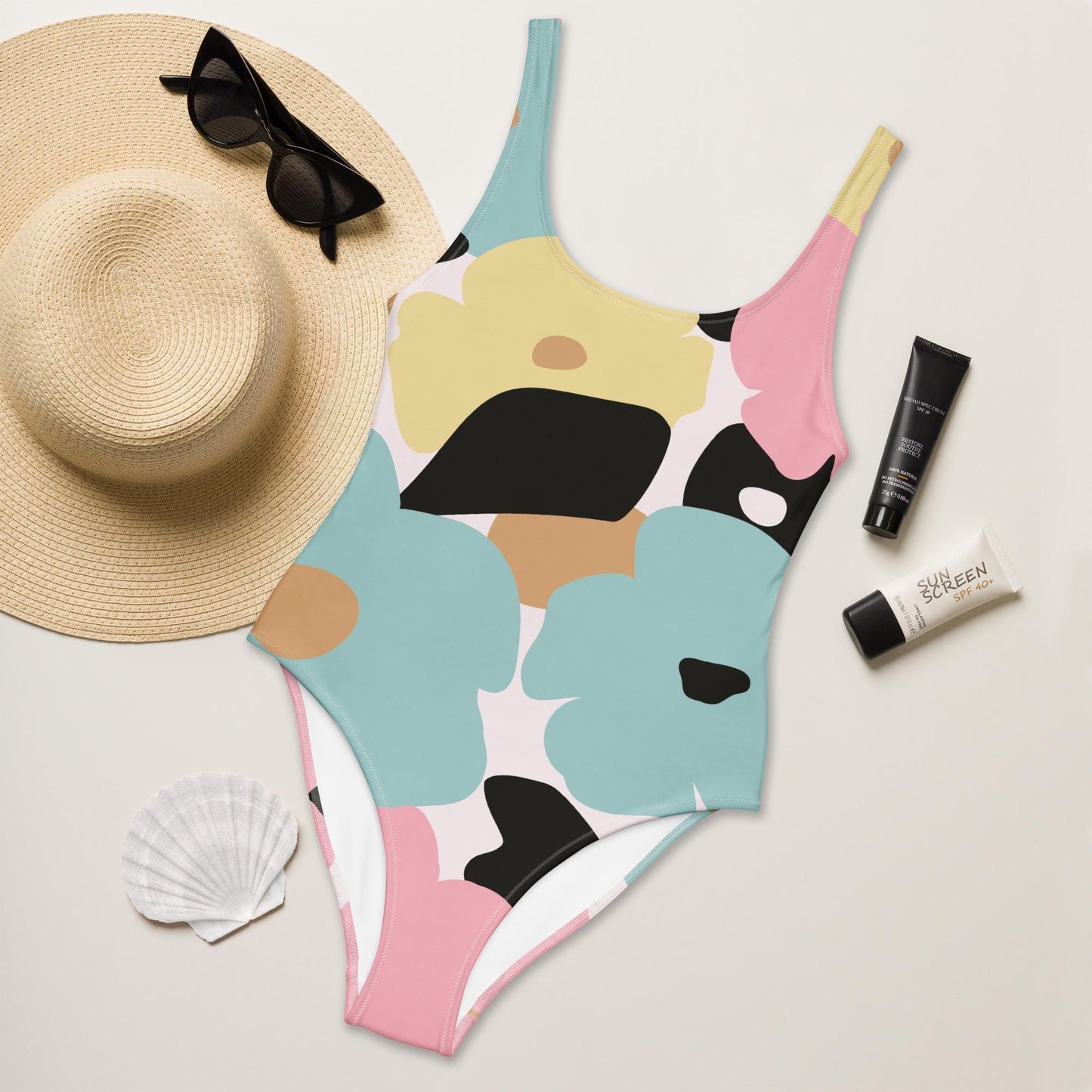 Maillot de Bain une Pièce pour Femme – Élégant et Confortable - Plage, Piscine, Vacances, bain, surf - Cadeau - Design Minimaliste Fleuri