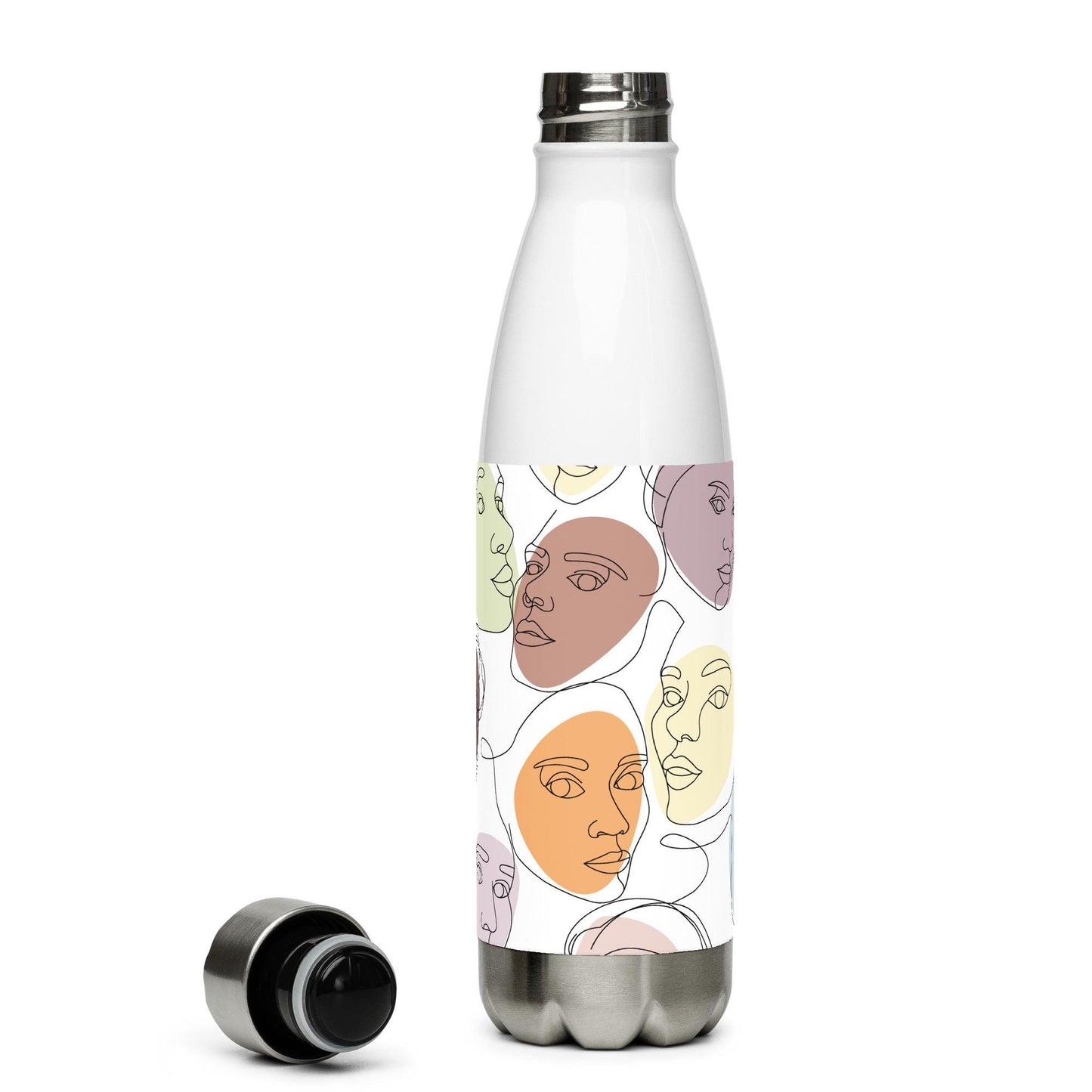 Bouteille en Inox - Gourde Étanche Isotherme en Acier Inoxydable – Design Artistique Visages Féminins Calligraphie - Durable – Bureau, Sport