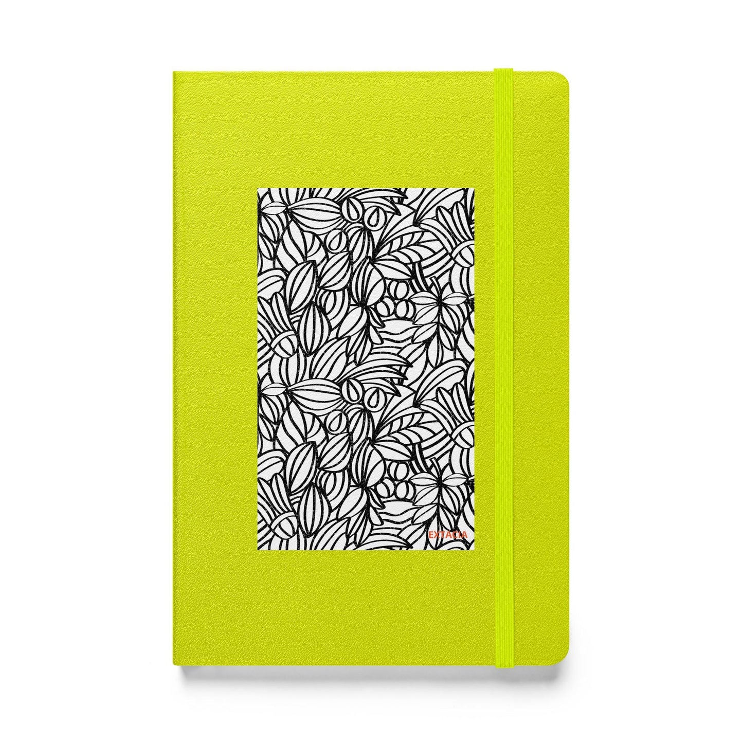 Carnet à couverture rigide vue de face, design minimal - citron - A5 – Nature dense - blanc et noir