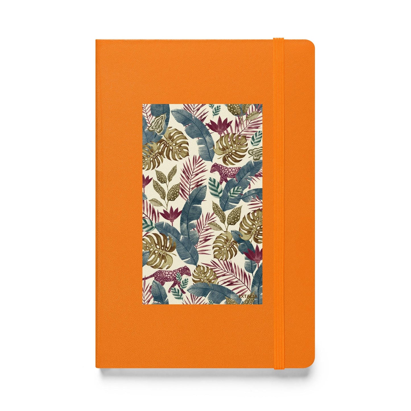 Carnet à couverture rigide vue de face, design minimal - orange - Forêt Printanière