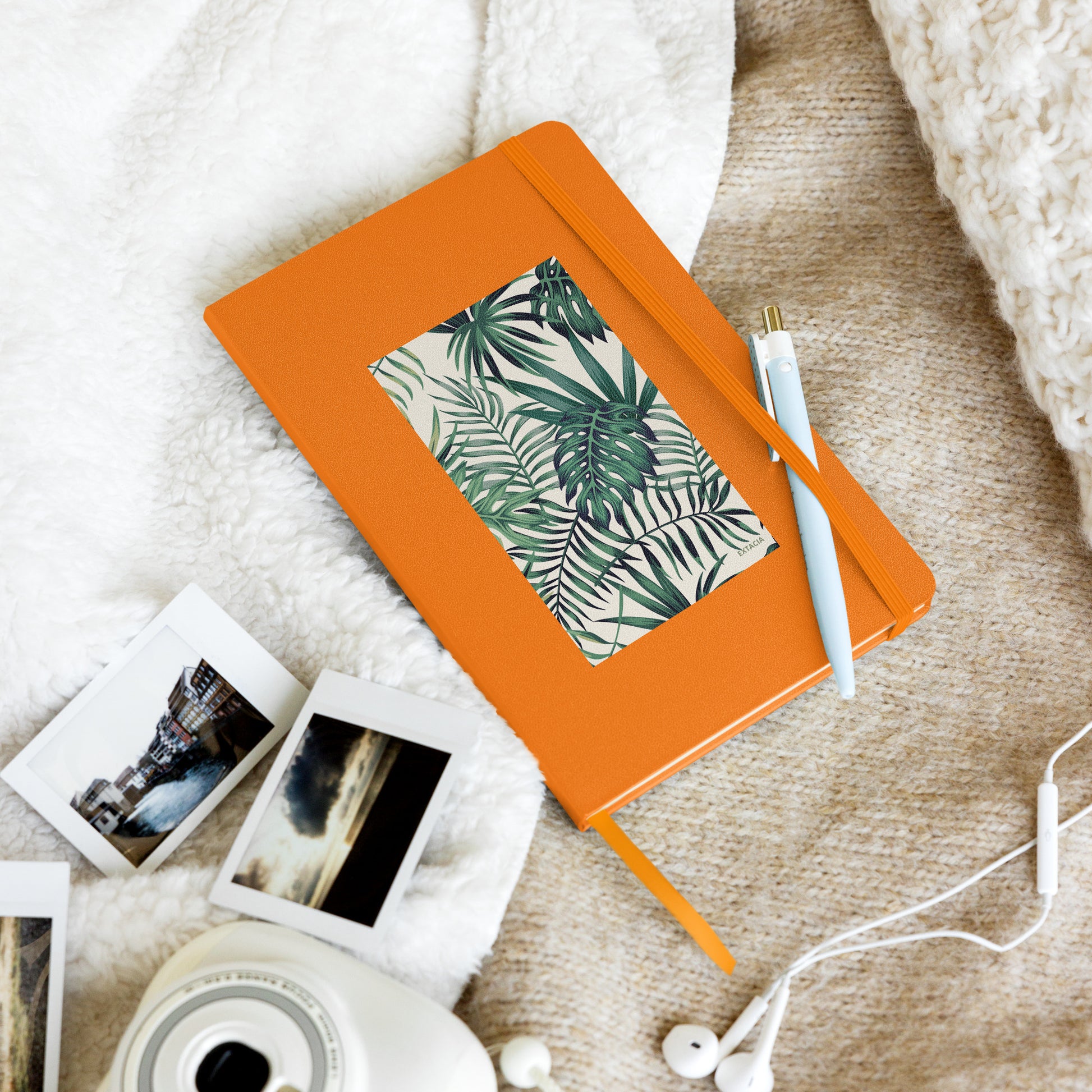Carnet en situation : bureau/école/maison - orange - A5 – Nature tropicale - plante