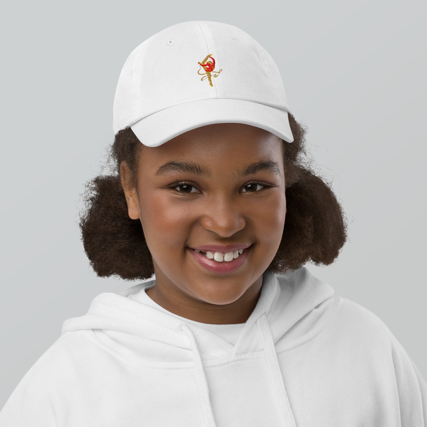 Casquette portée en extérieur – légèreté et respiration - blanc, motif brodé gymnaste danseuse 