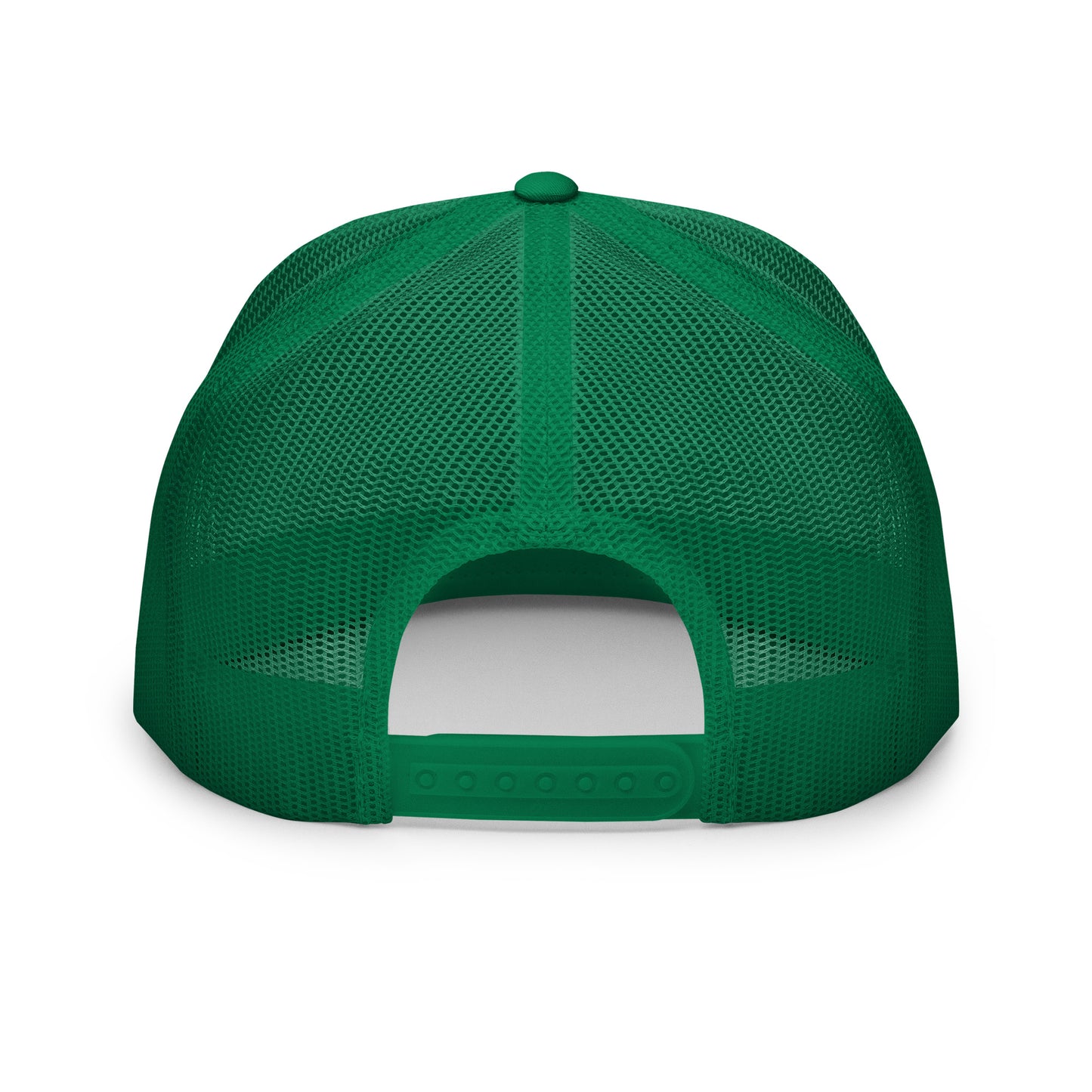 Casquette trucker  – vue de dos, réglage snapback - vert blanc vert motif brode coeur deja pris