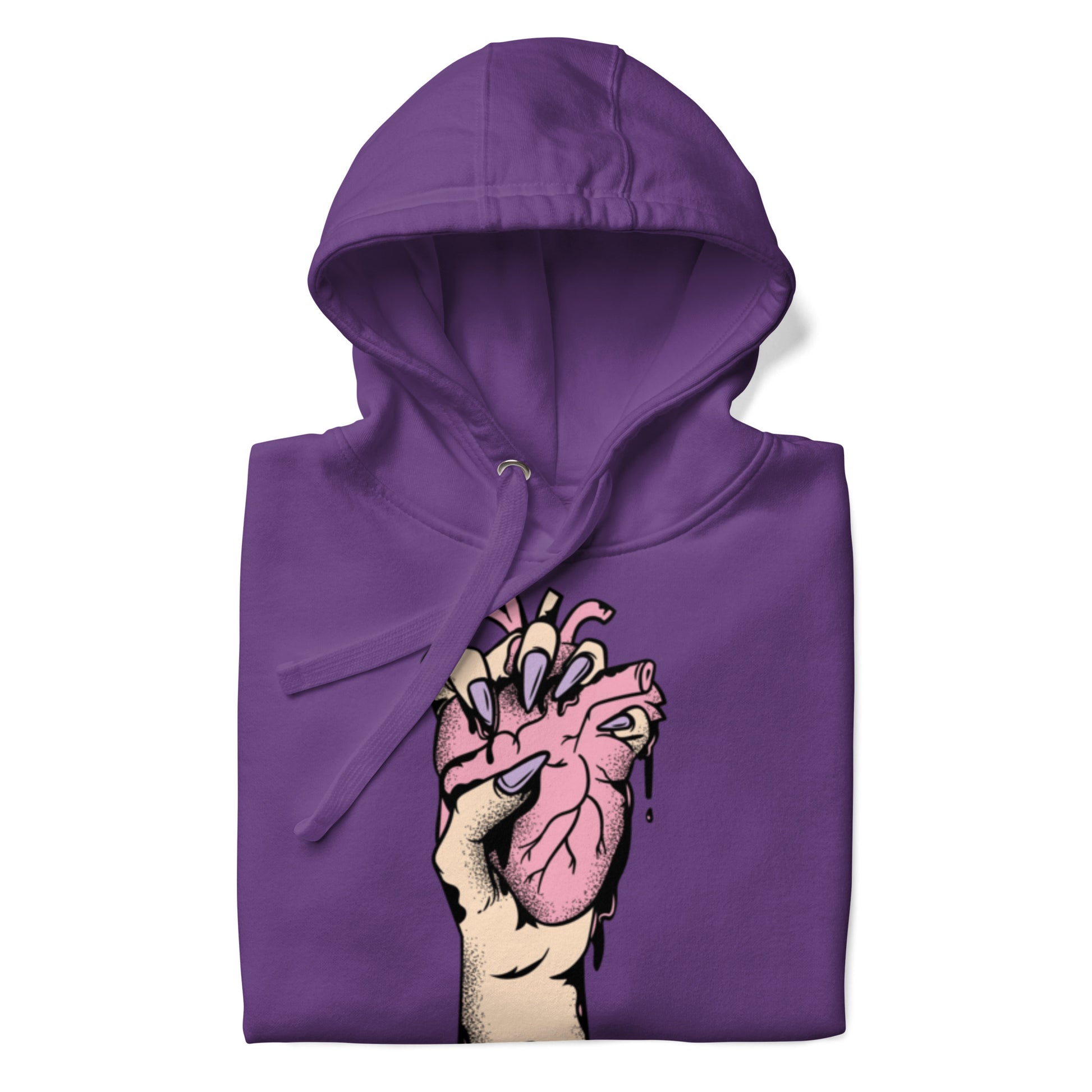 Détail du **motif imprimé** et trame coton, couture propre - pourpre – Coeur déjà pris, rose 