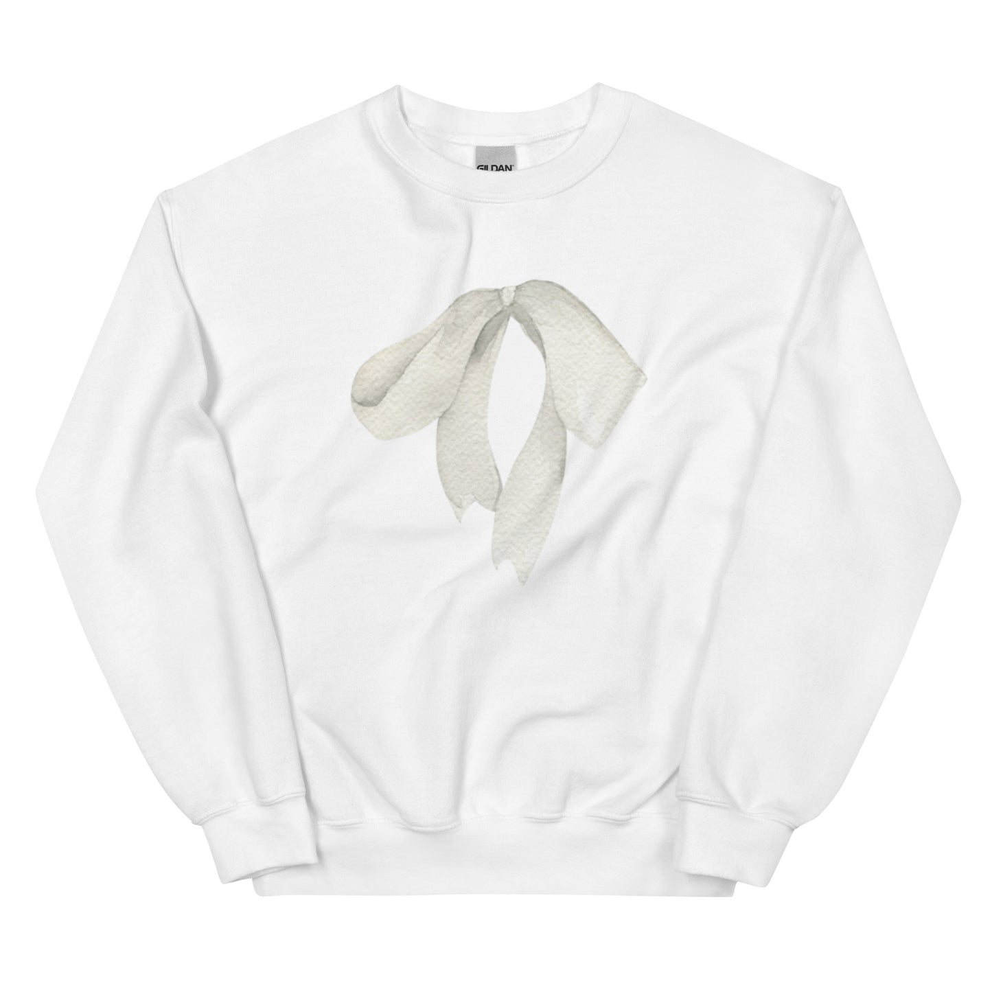 Gros plan impression et maille coton/polyester  - sweat femme motif imprimé "petit noeud" - blanc