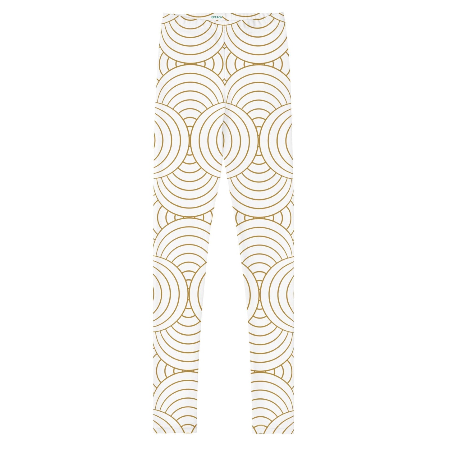 Legging fille ado - blanc et or à spirales, graphique, minimaliste – Ceinture et ourlets