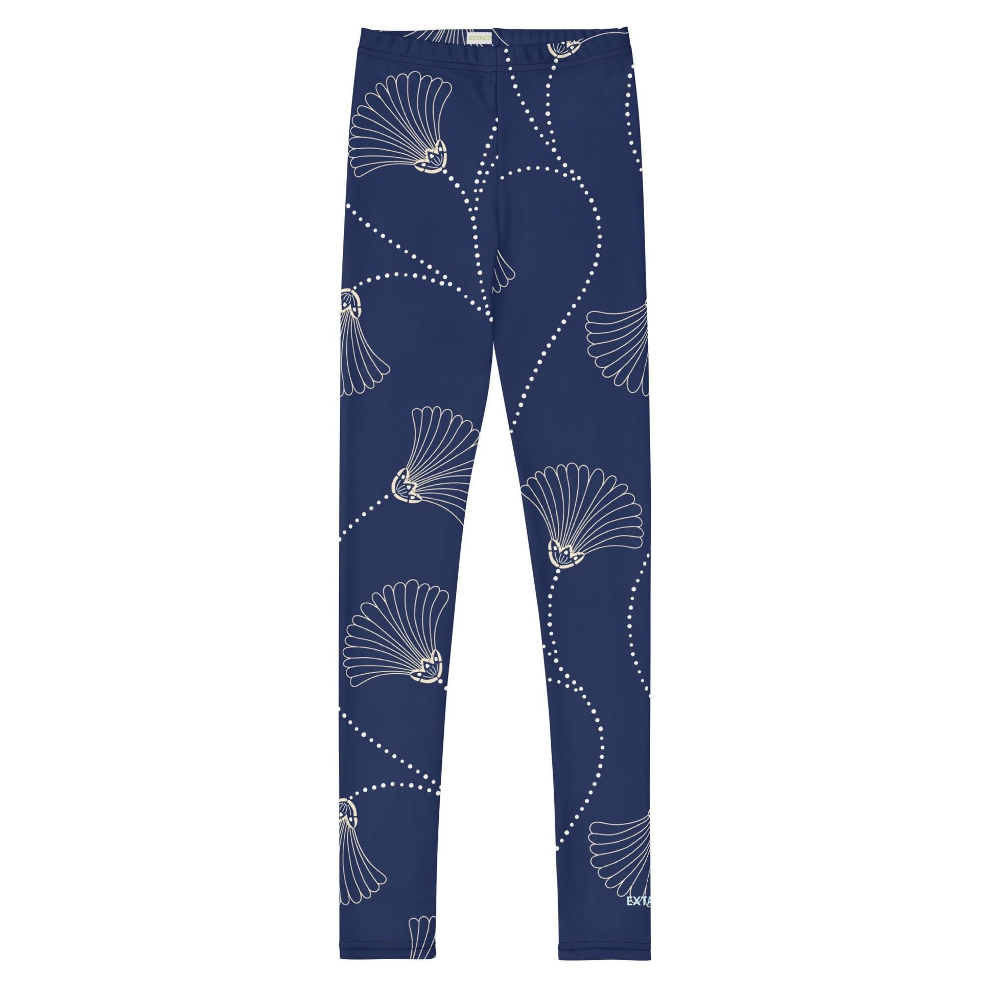 Legging fille ado - bleu fleuri, minimaliste – Ceinture et ourlets