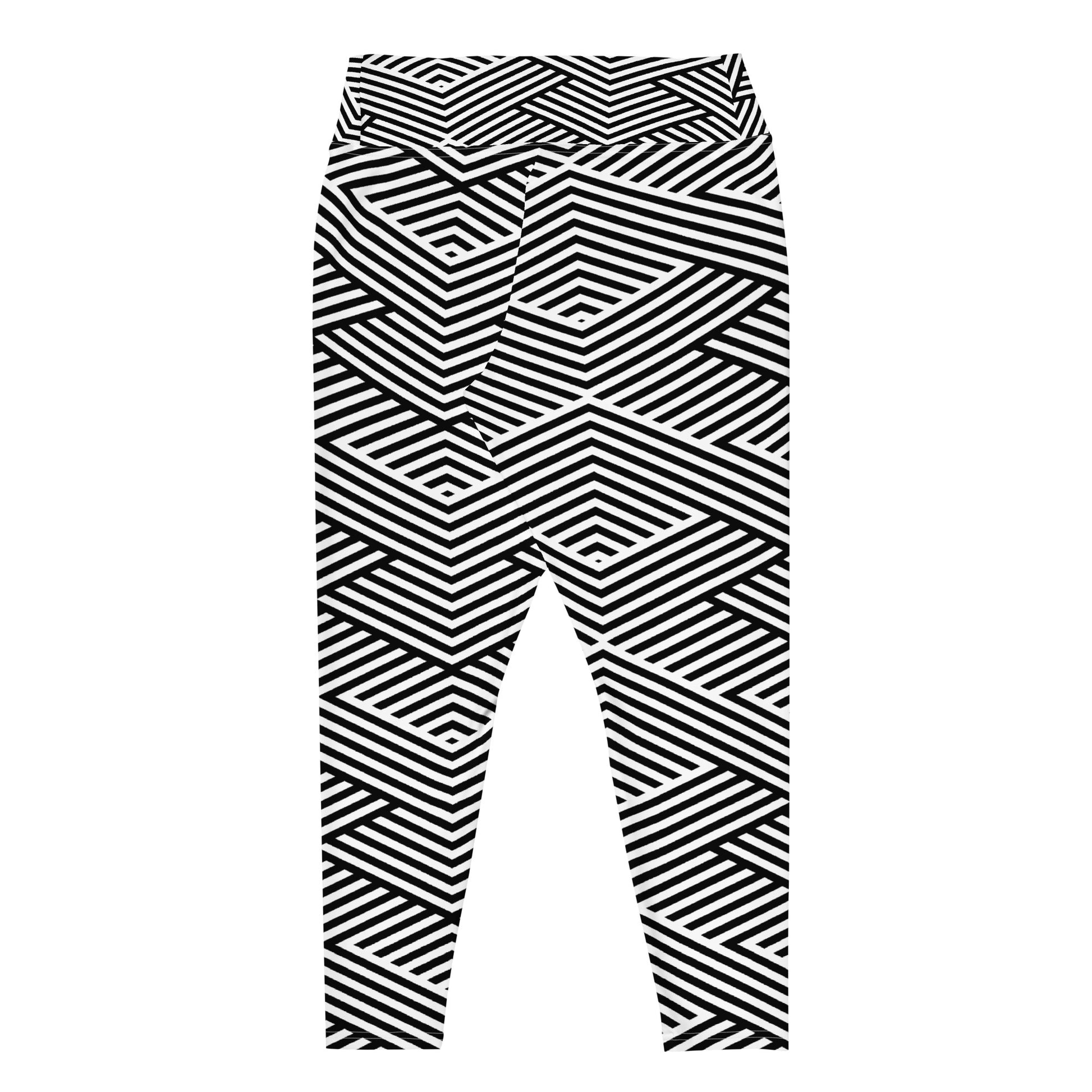 Legging grande taille femme - oversize – blanc et noir  - Ceinture et ourlets