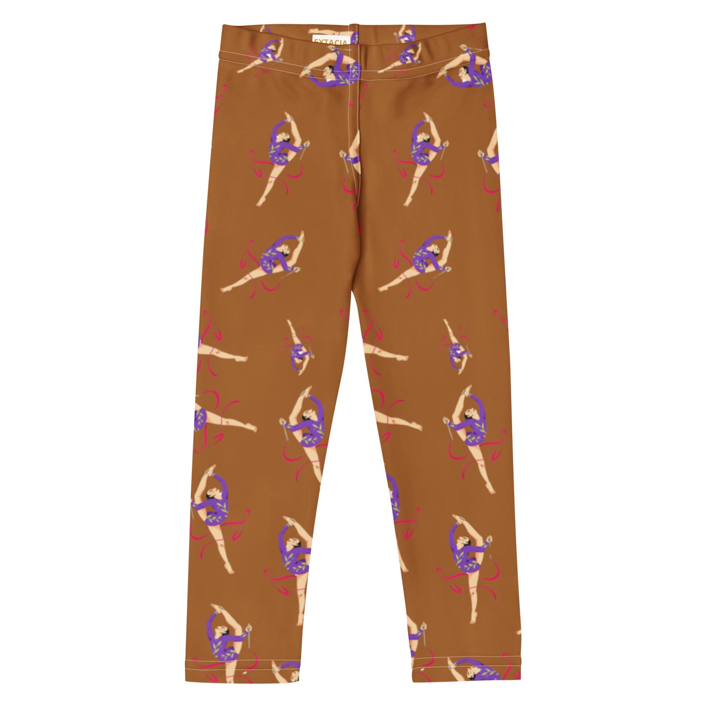 Leggings petite fille – Ourlets et coutures, leggings - Caramel - motif gymnaste danseuse 