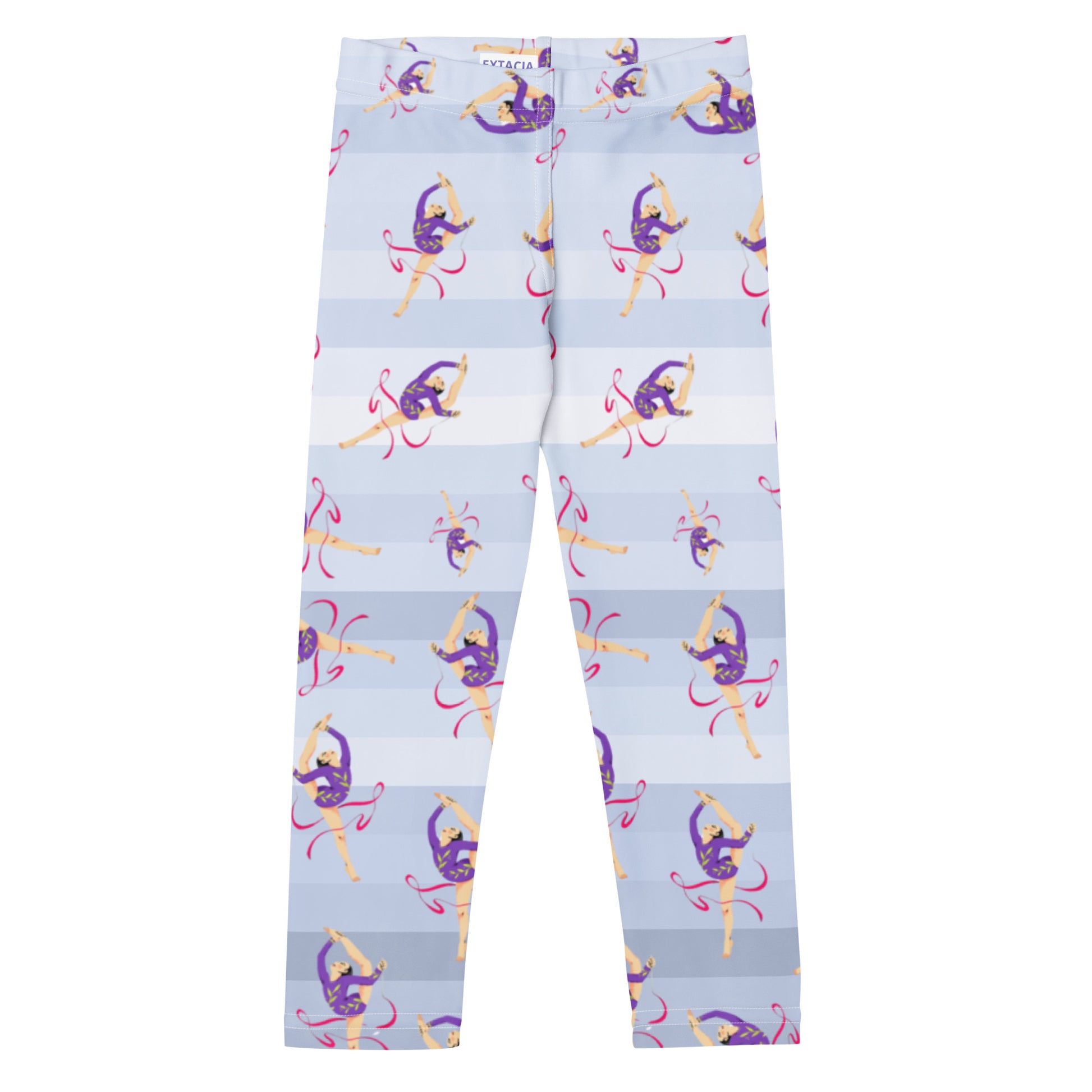 Leggings petite fille – Ourlets et coutures, leggings - dégradé bleu clair - motif gymnaste danseuse 