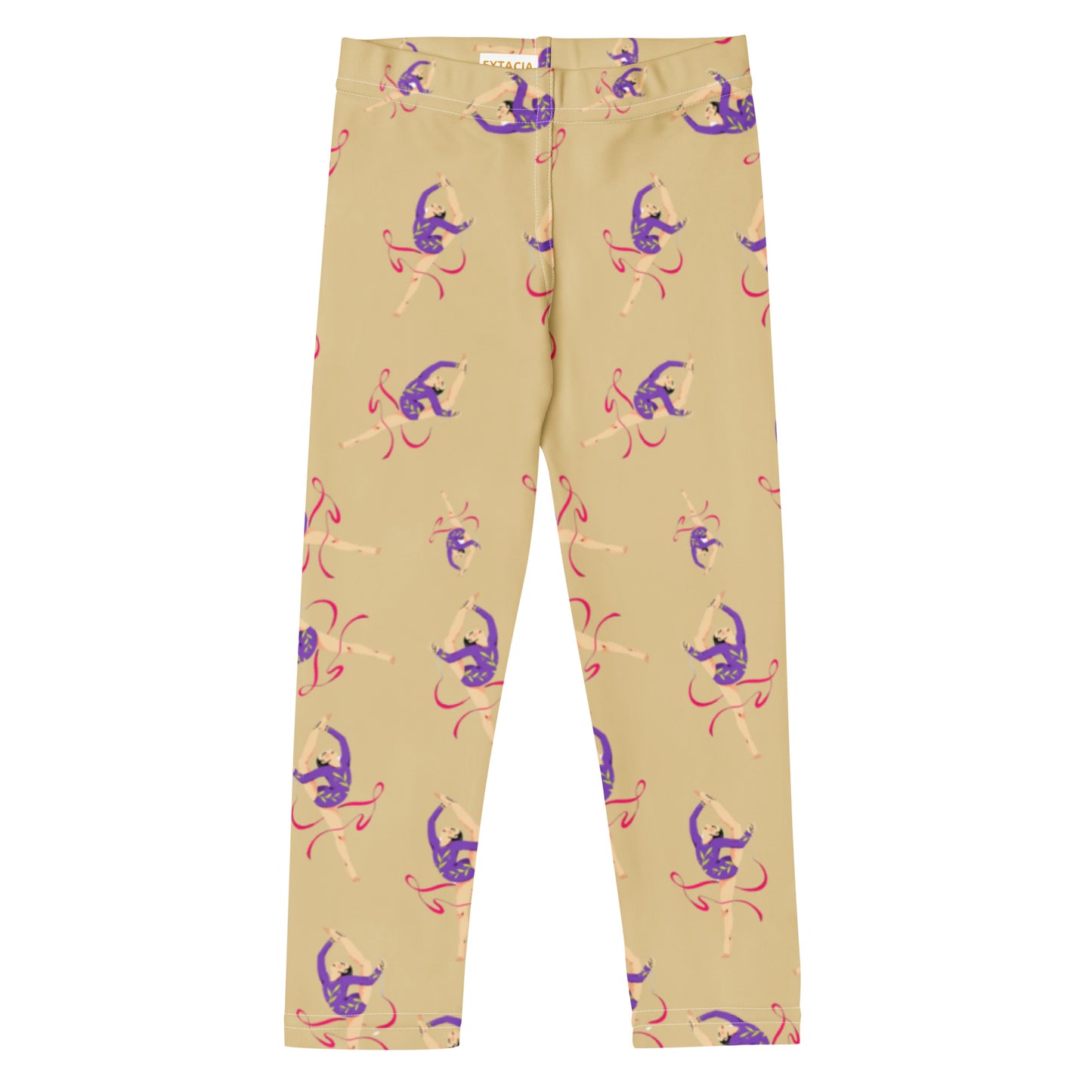 Leggings petite fille – Ourlets et coutures, leggings - jaune citron - motif gymnaste danseuse 