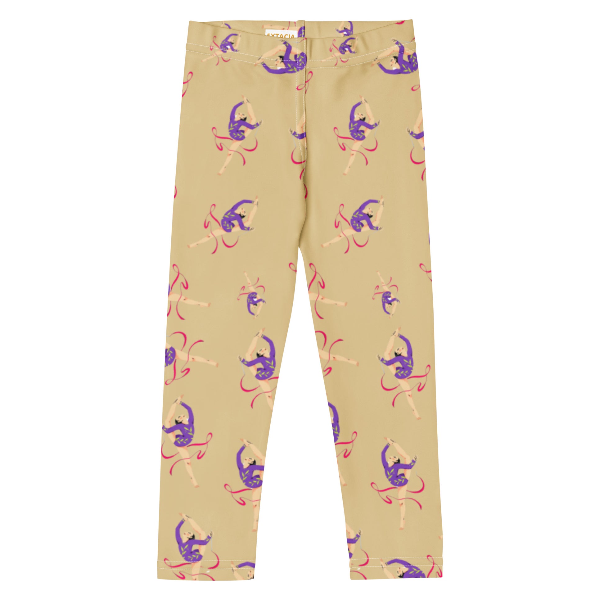 Leggings petite fille – Ourlets et coutures, leggings - jaune citron - motif gymnaste danseuse 
