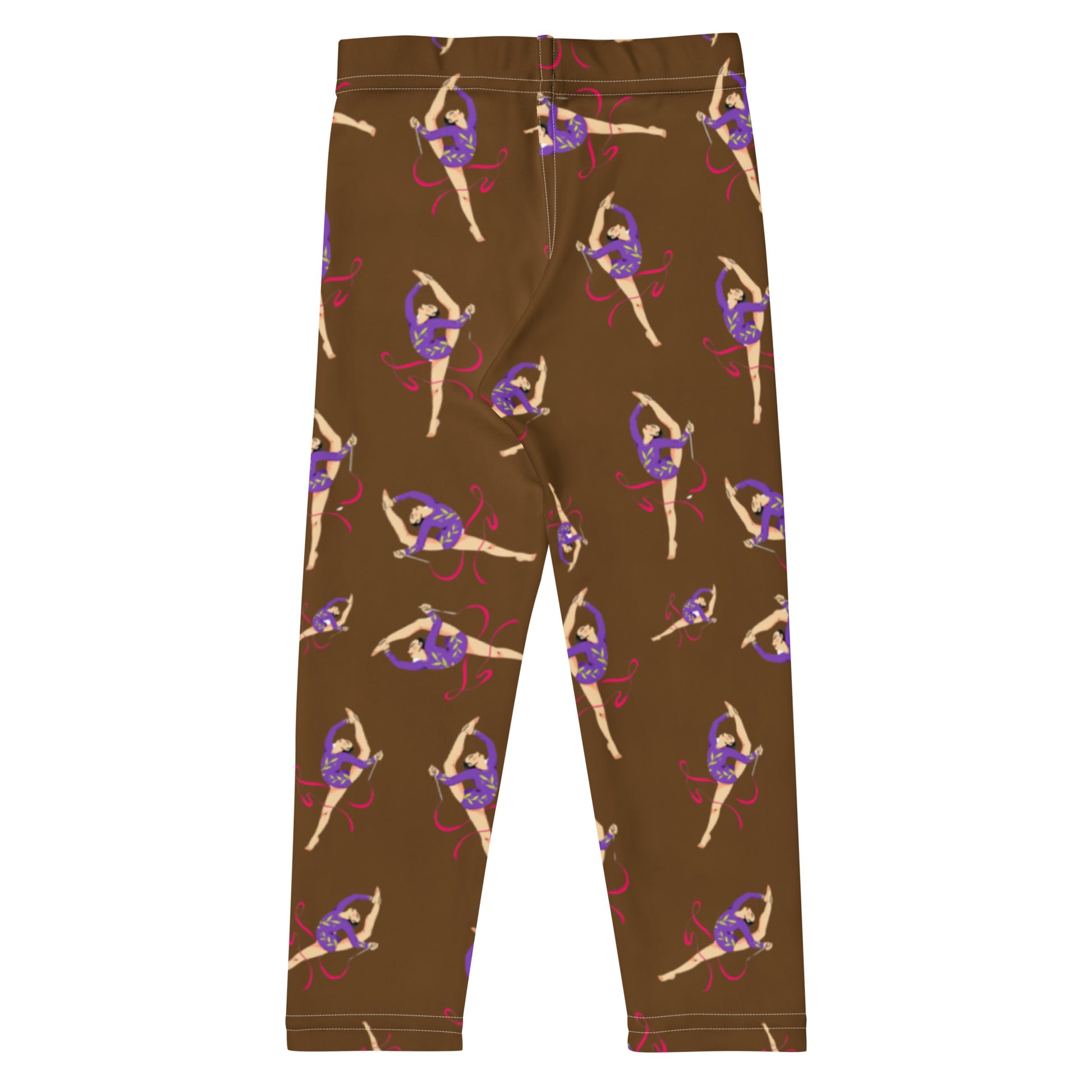 Leggings petite fille – Ourlets et coutures, leggings - marron - motif gymnaste danseuse 