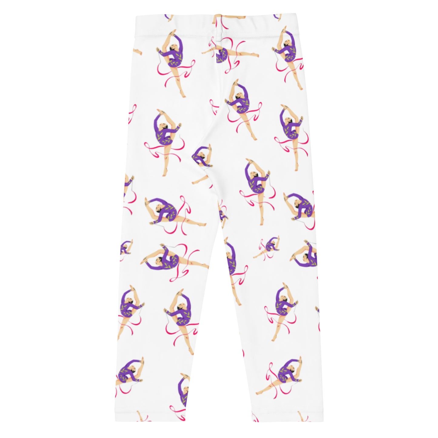 Leggings petite fille – Ourlets et coutures, leggings - blanc - motif gymnaste danseuse 