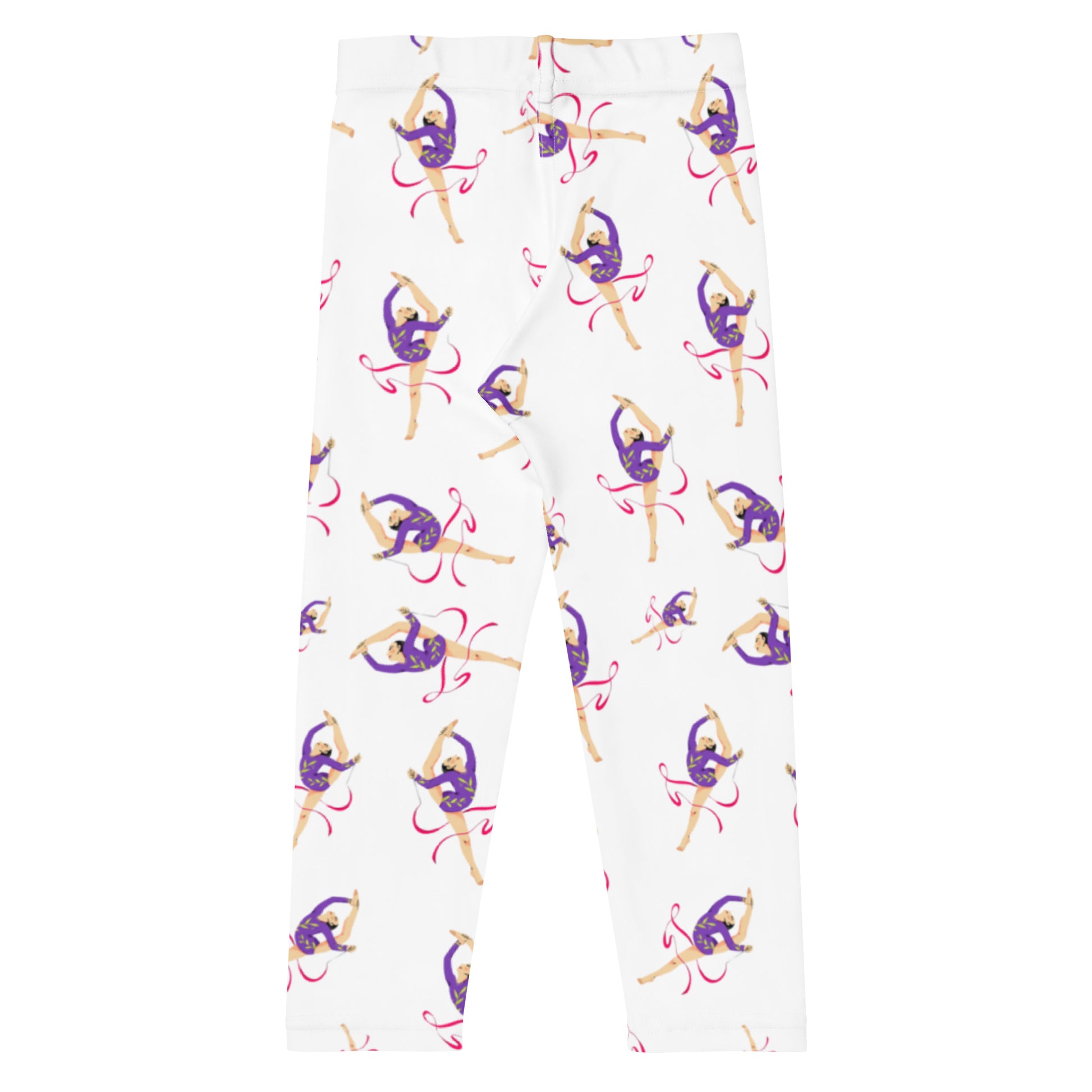 Leggings petite fille – Ourlets et coutures, leggings - blanc - motif gymnaste danseuse 