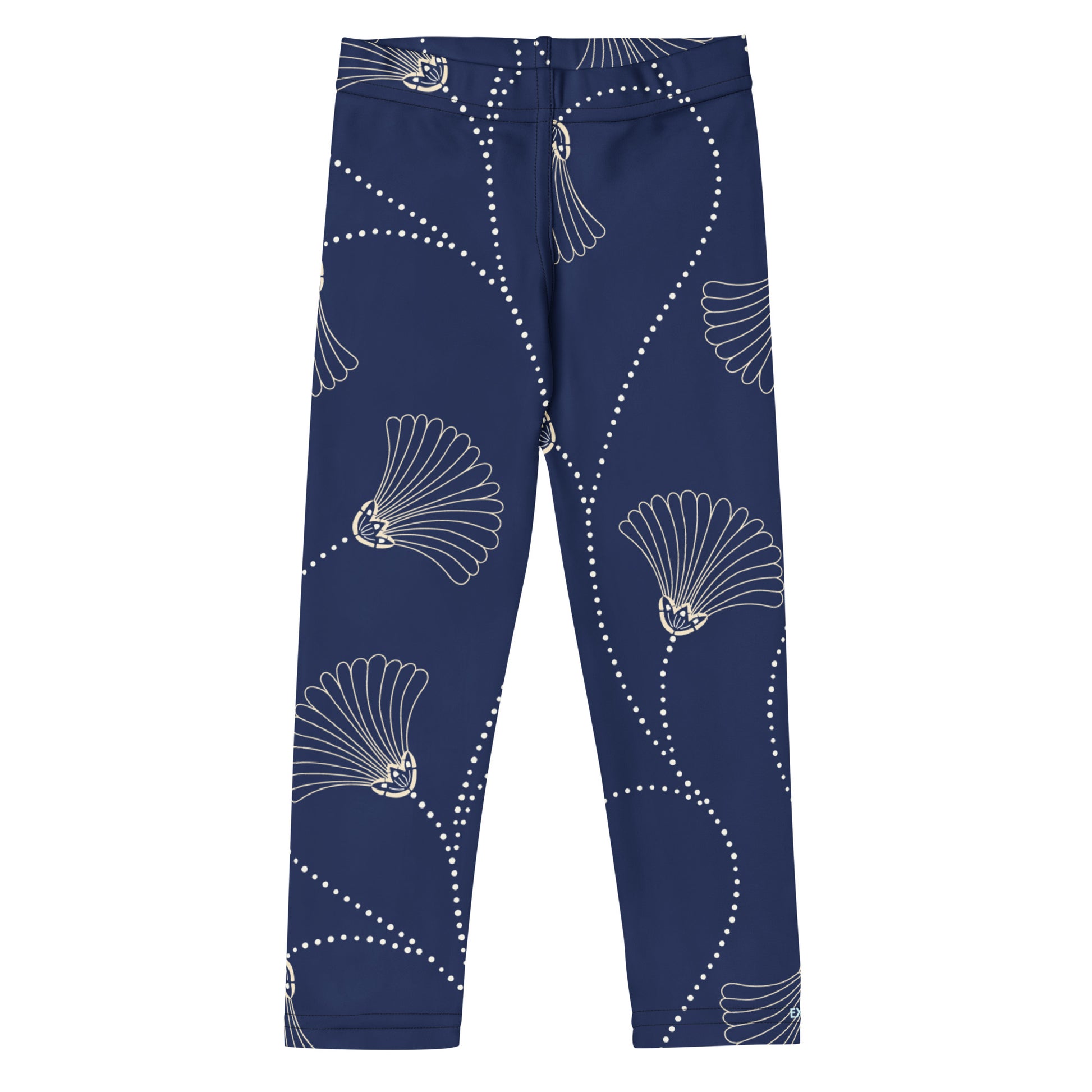 Leggings petite fille portés  – Ourlets et coutures, leggings - bleu fleuri - motif gymnaste danseuse 