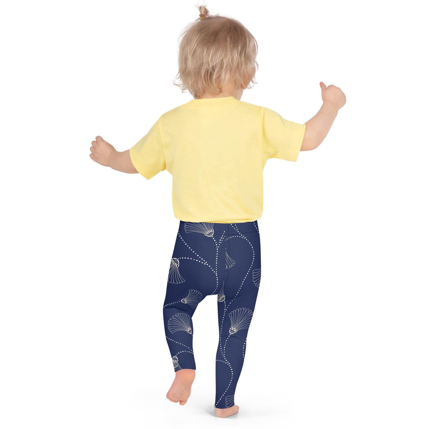 Leggings petite fille portés – crèche/école/danse, usage quotidien - bleu fleuri - motif gymnaste danseuse 
