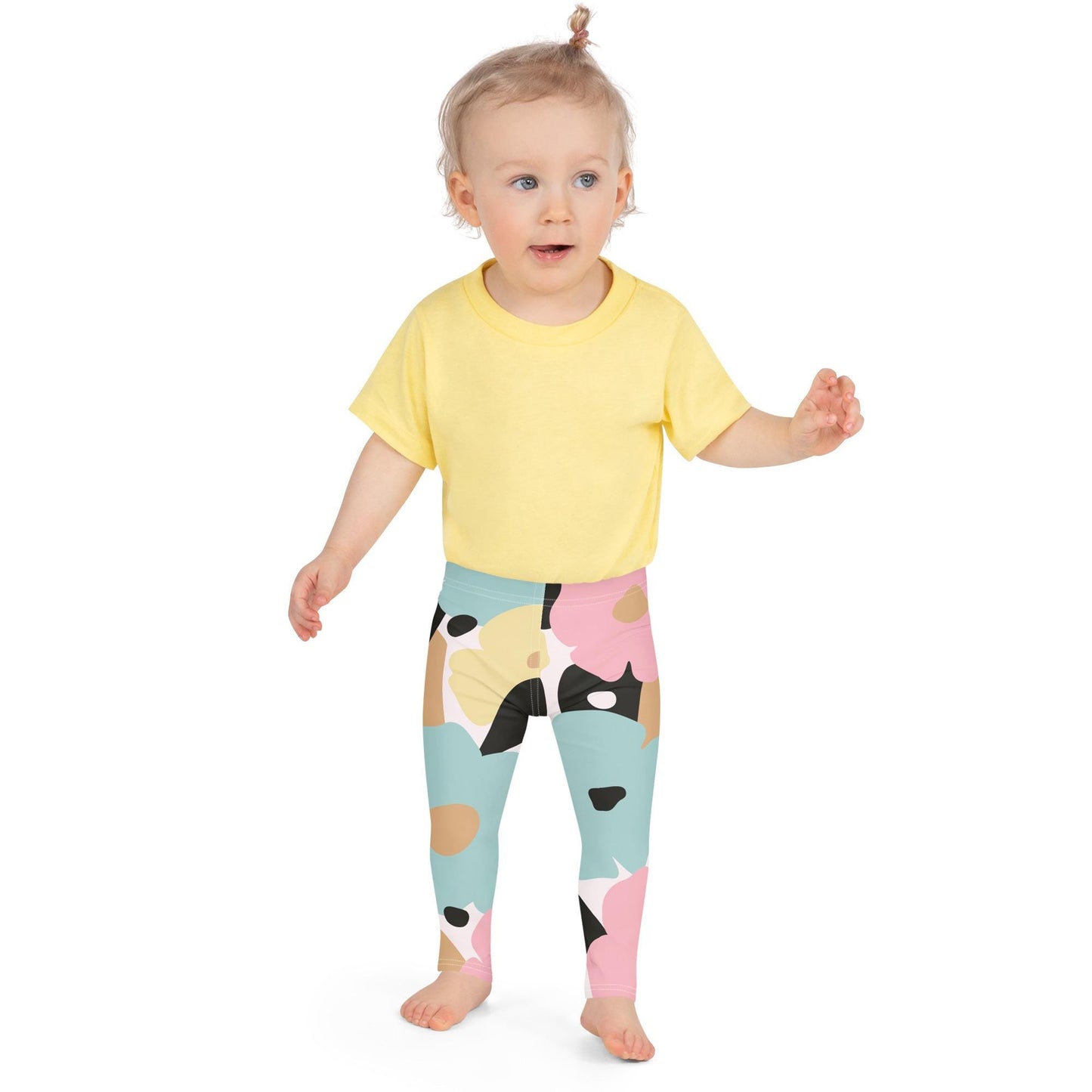 Leggings petite fille portés – crèche/école/danse, usage quotidien - fleuri pastel - motif gymnaste danseuse 