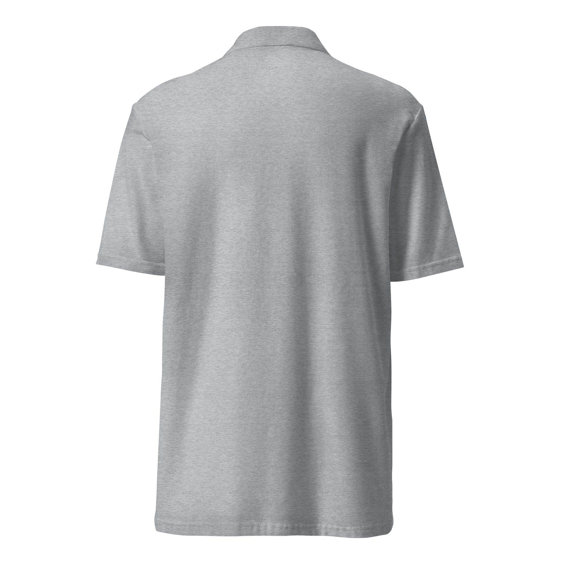 Polo homme – vue de dos, tombé propre motif brodé - coeur deja pris - gris