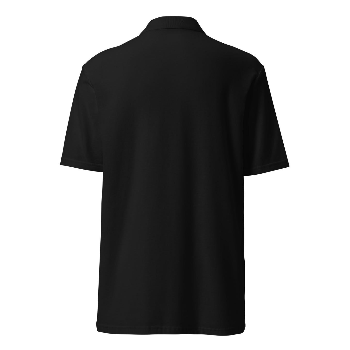 Polo homme – vue de dos, tombé propre motif brodé - coeur deja pris - noir