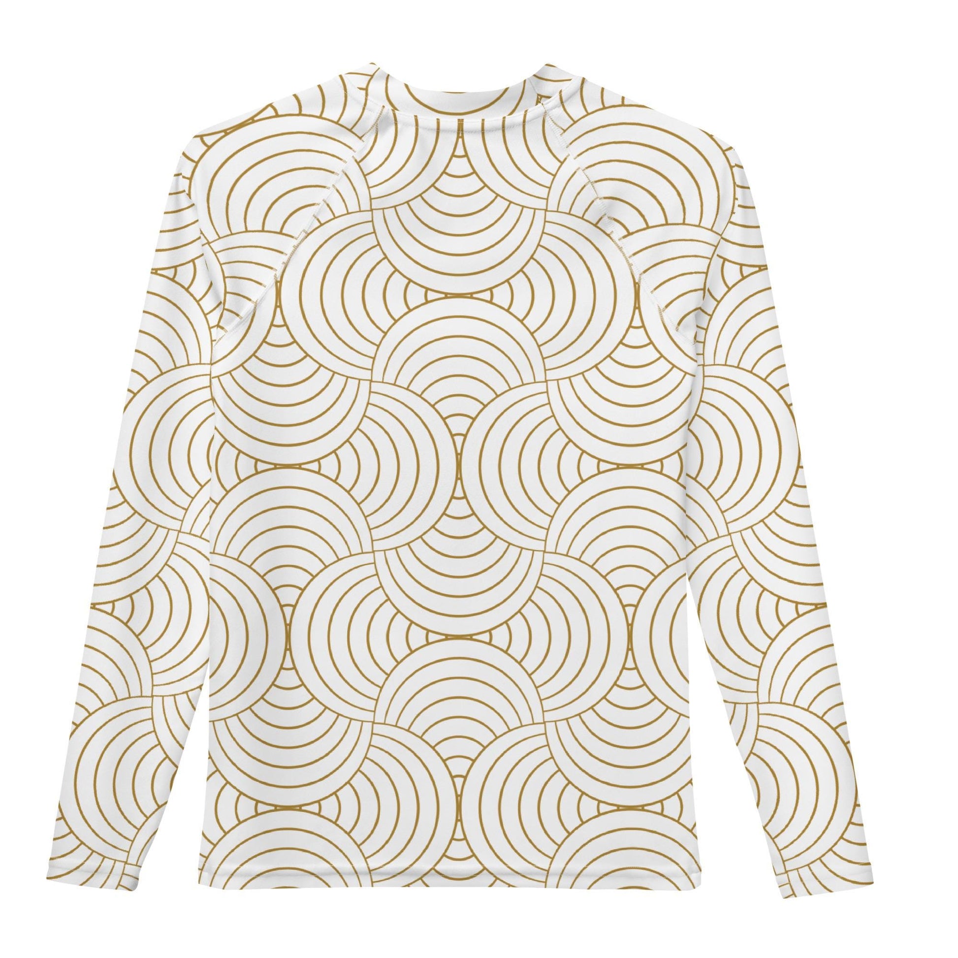 Rash guard fille ado - blanc et or à spirales graphique minimaliste – Col/poignets/ourlets 