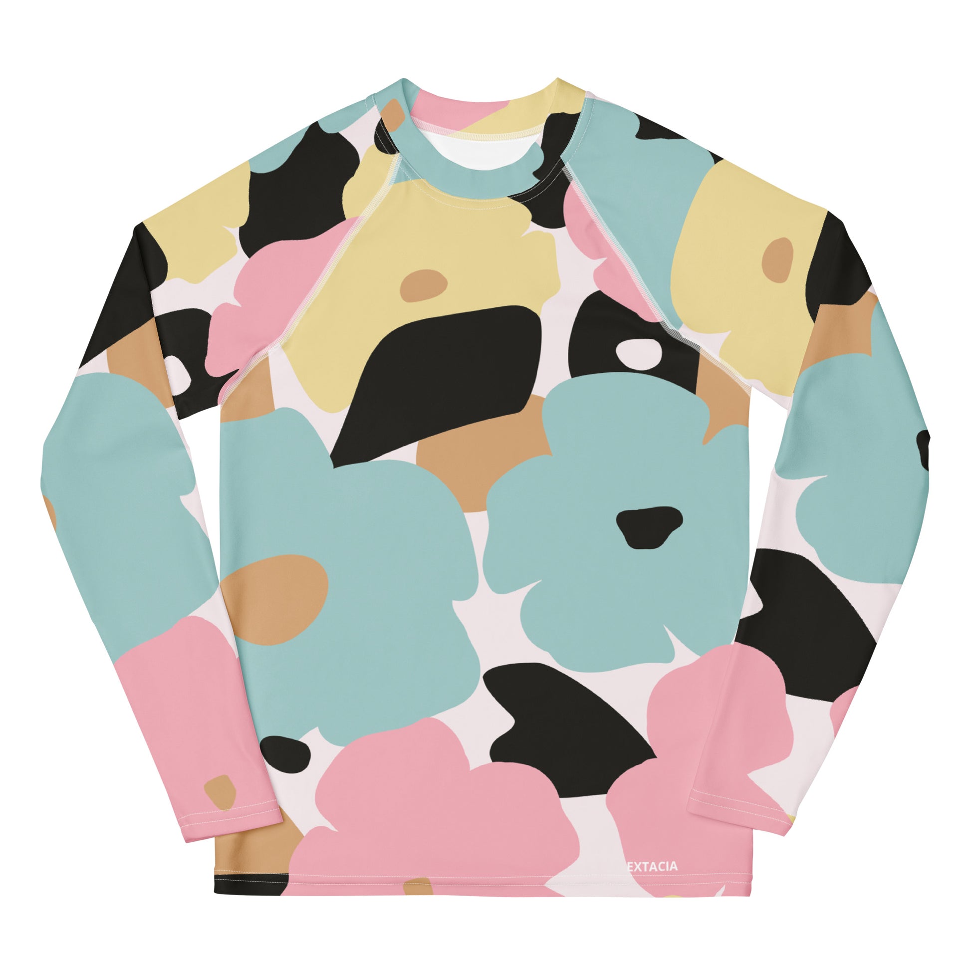 Rash guard fille ado - pastel fleuri  minimaliste – Détail maille technique, confort sur peau sensible