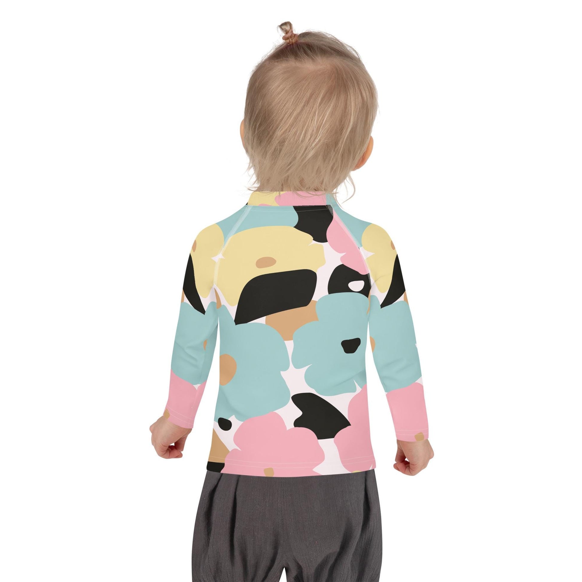 Rash guard petite fille – fleuri pastel nature minimaliste -  Porté piscine/plage – mouvement libre, tenue stable