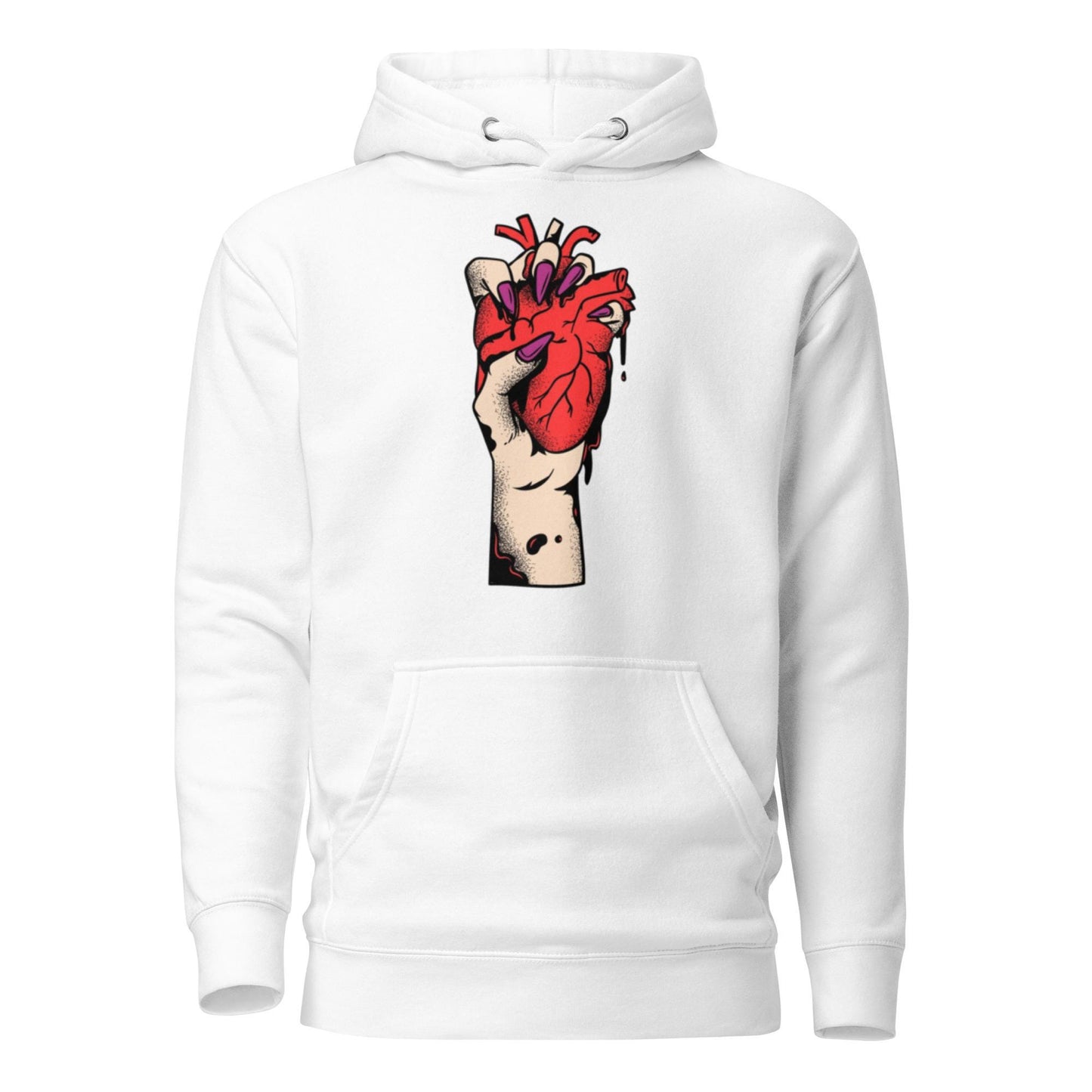 Sweat à capuche homme - 100 % coton – vue de face, coupe confortable - blanc  – Coeur déjà pris, rouge 