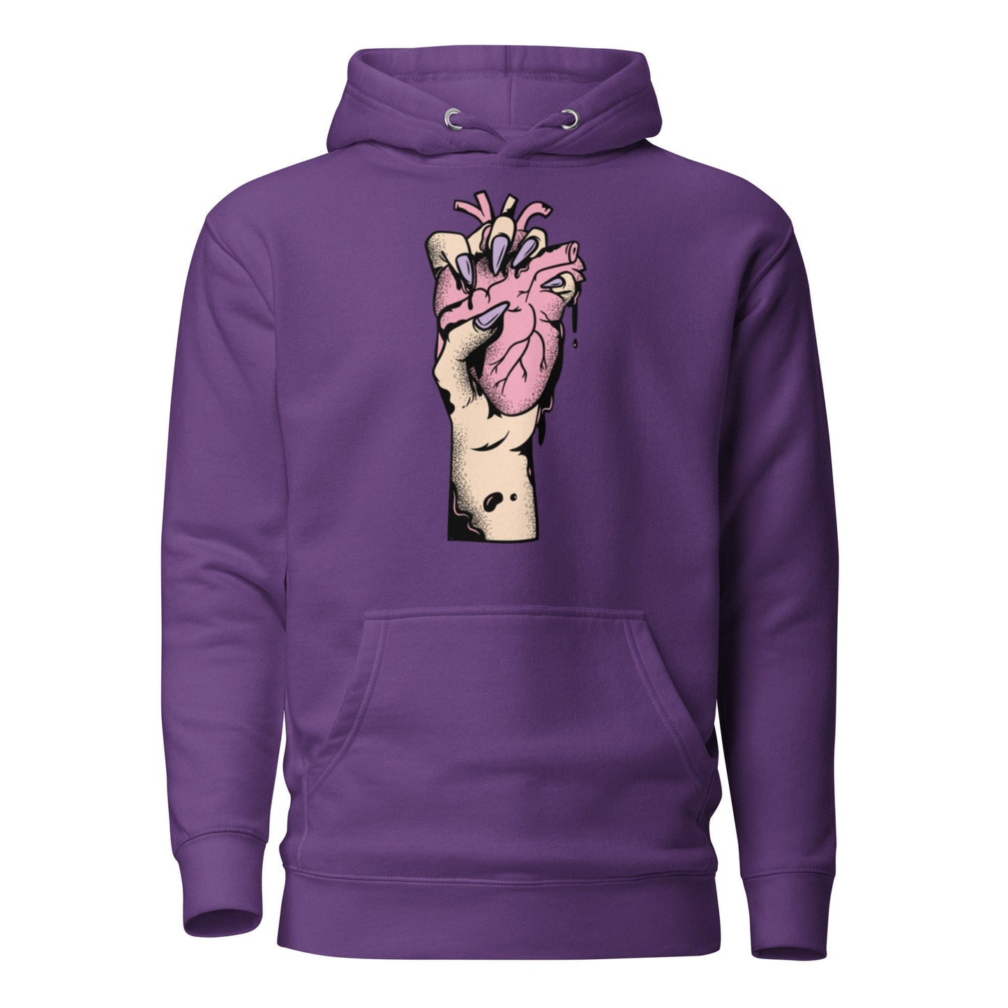Sweat à capuche homme - 100 % coton – vue de face, coupe confortable - pourpre  – Coeur déjà pris, rose 
