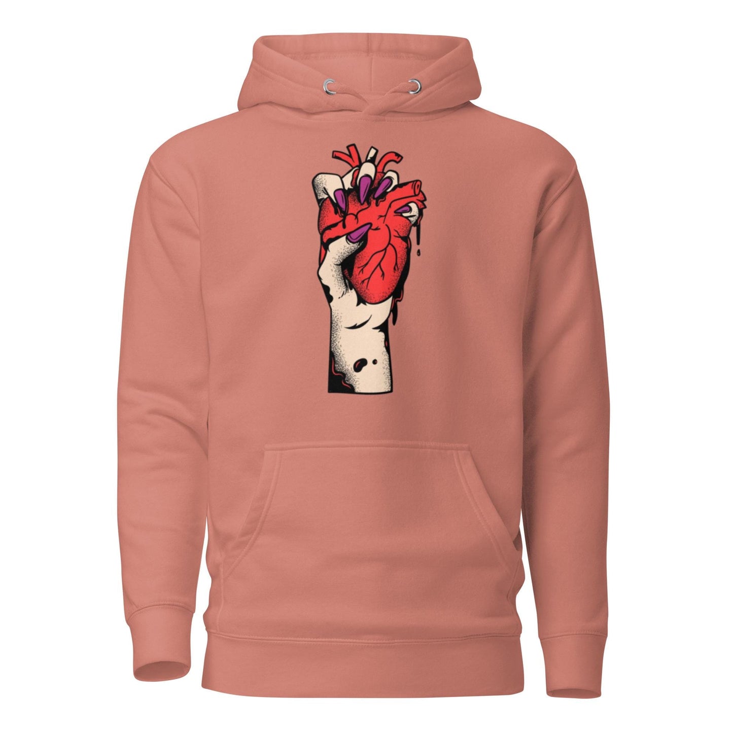 Sweat à capuche homme - 100 % coton – vue de face, coupe confortable - saumon  – Coeur déjà pris, rouge 