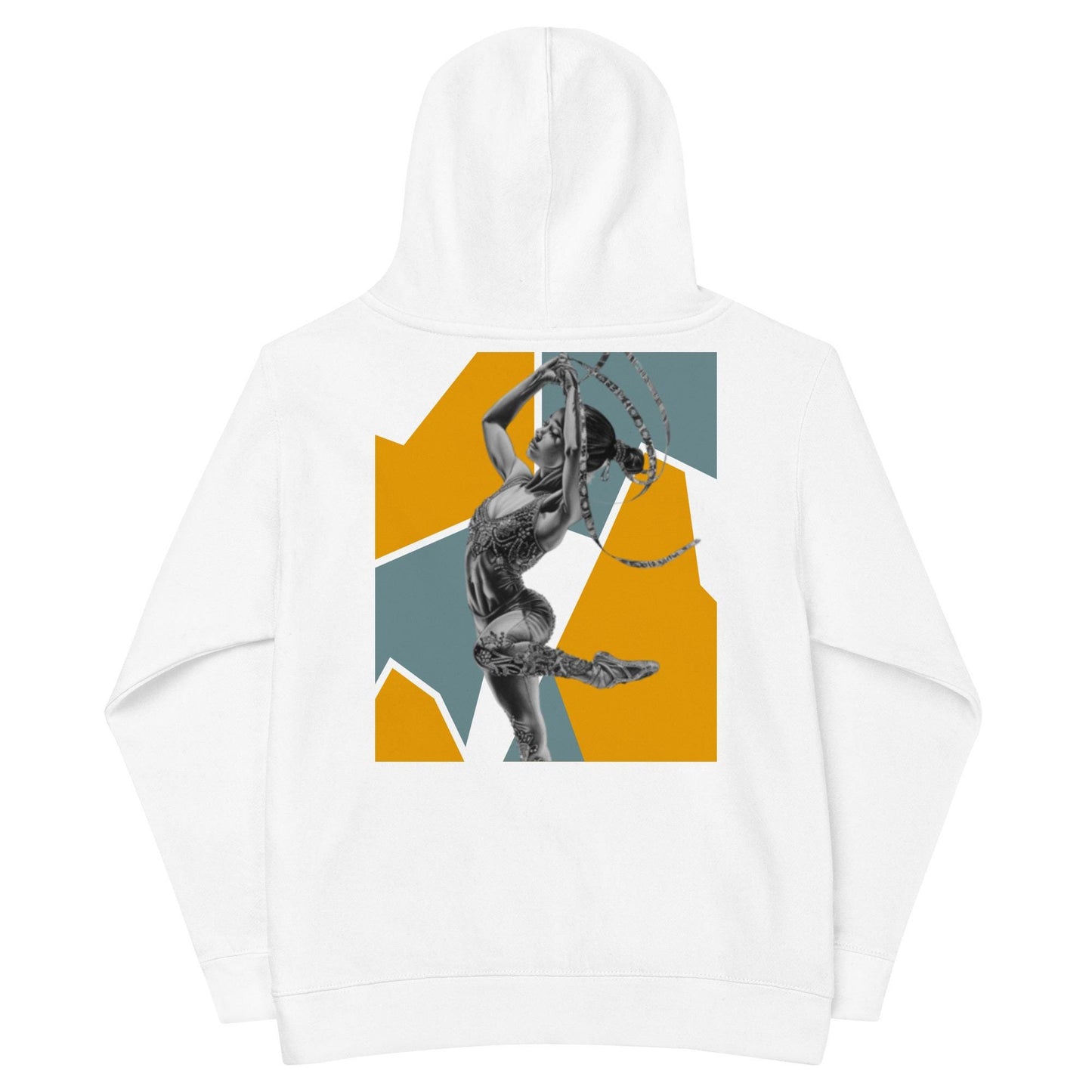 Sweat à capuche petite fille - Jaune & Kaki - motif gymnaste danseuse -  blanc - coton-mélange motif imprimé – dos, maille serrée et finitions côtelées