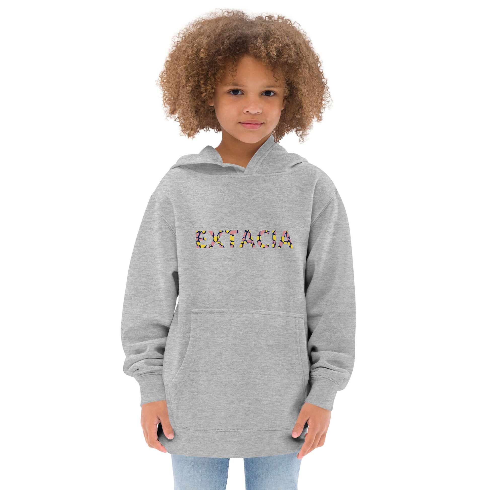 Sweat à capuche petite fille - Jaune & Kaki - motif gymnaste danseuse - gris - coton-mélange motif imprimé – Enfant portant le sweat à capuche petite fille – style cocooning et hiver chaleureux